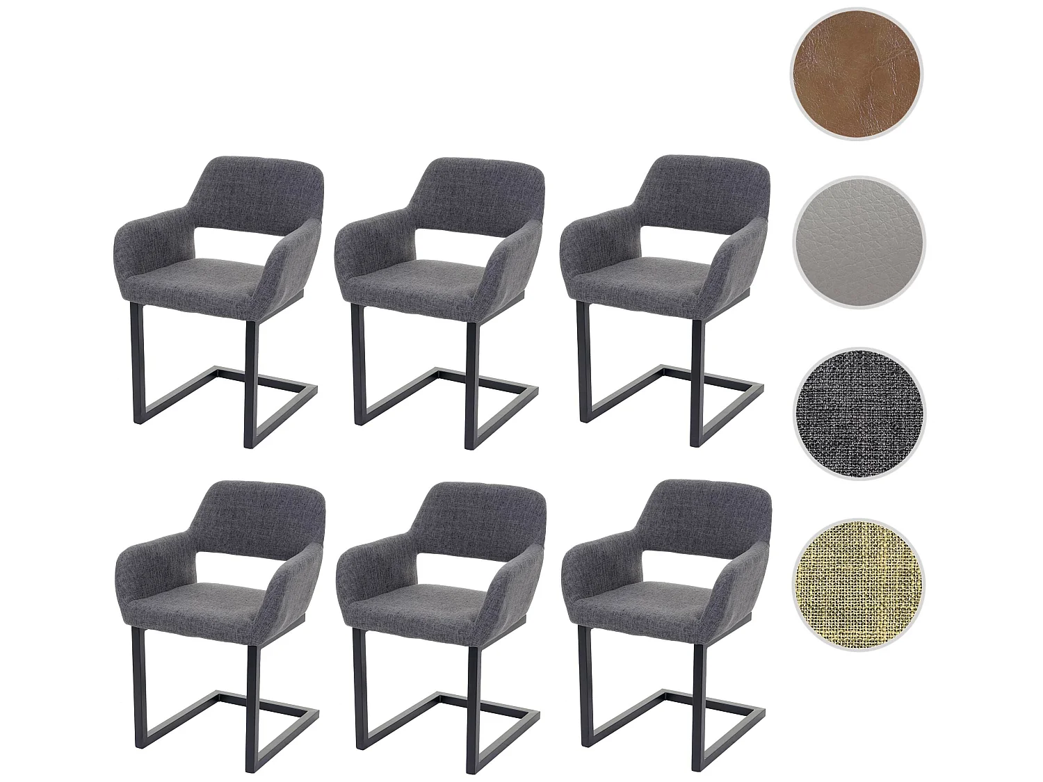 Krzesło do jadalni MCW-A50 II (zestaw 6 sztuk),  tkanina, szary