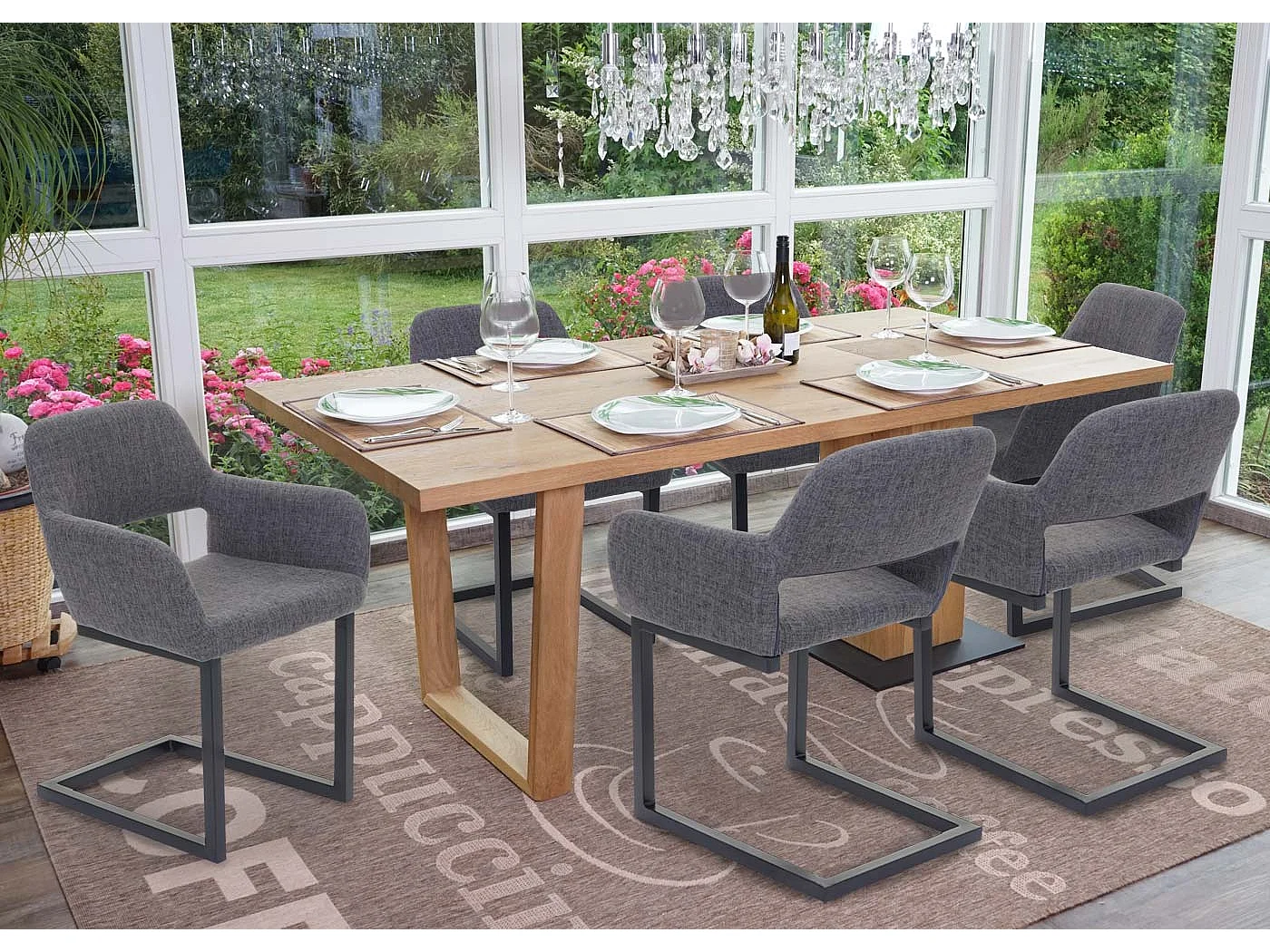 Krzesło do jadalni MCW-A50 II (zestaw 6 sztuk),  tkanina, szary