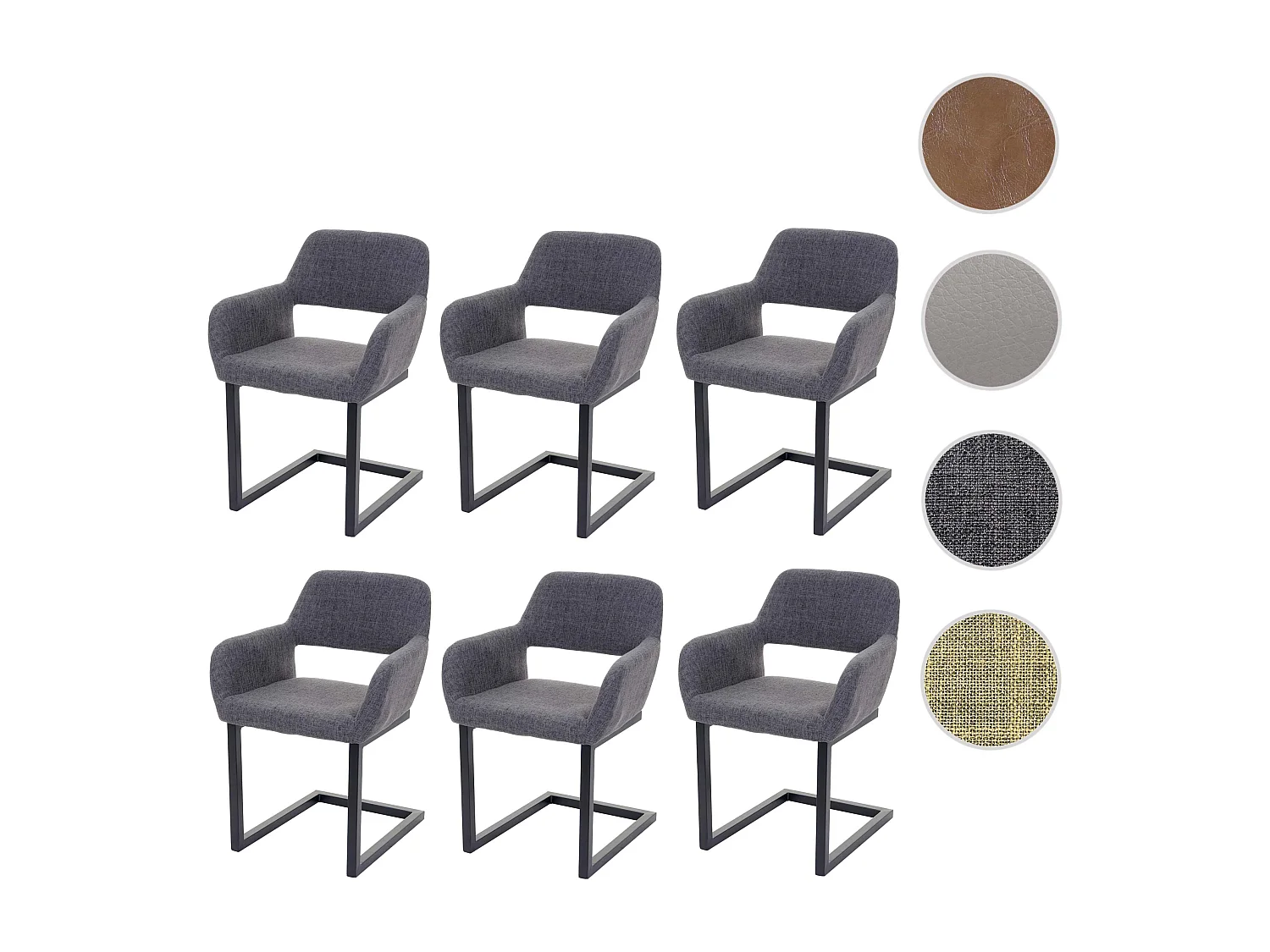 Krzesło do jadalni MCW-A50 II (zestaw 6 sztuk),  tkanina, szary