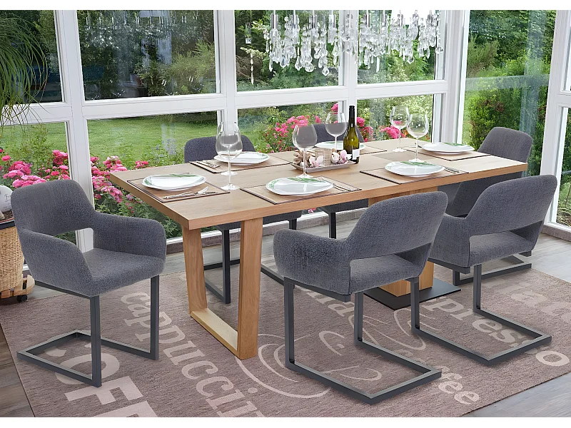 Chaise de salle à manger MCW-A50 II (lot de 6),  tissu, gris