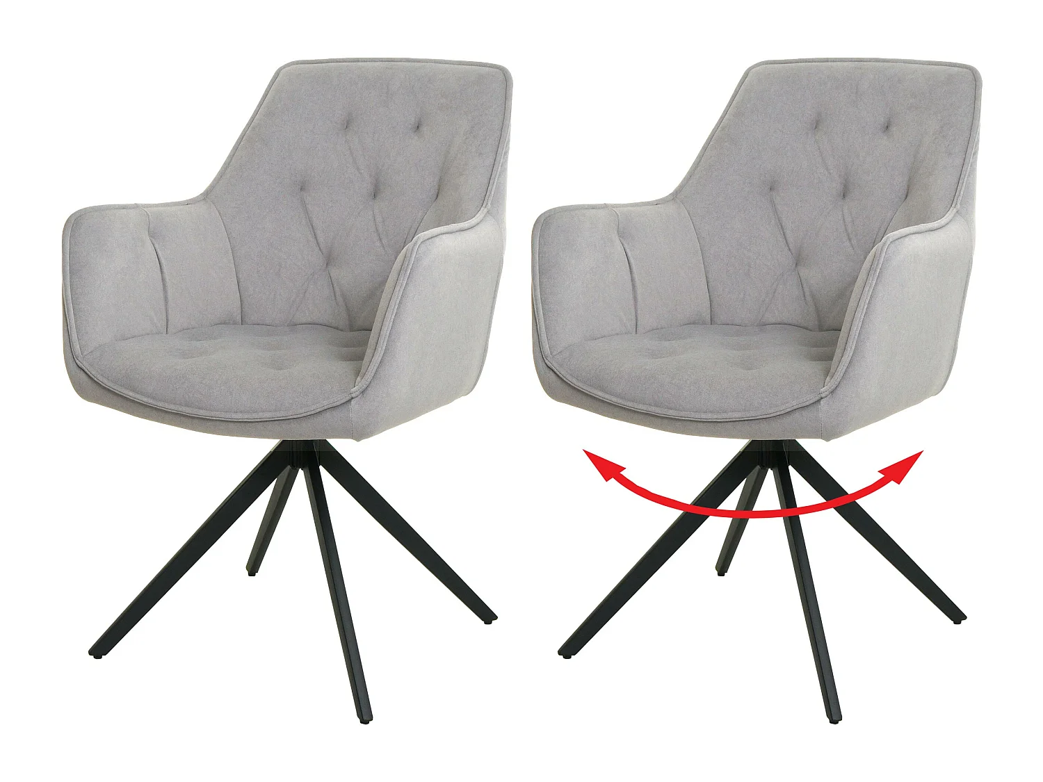 Chaise de salle à manger MCW-L80 (lot de 2),  gris clair