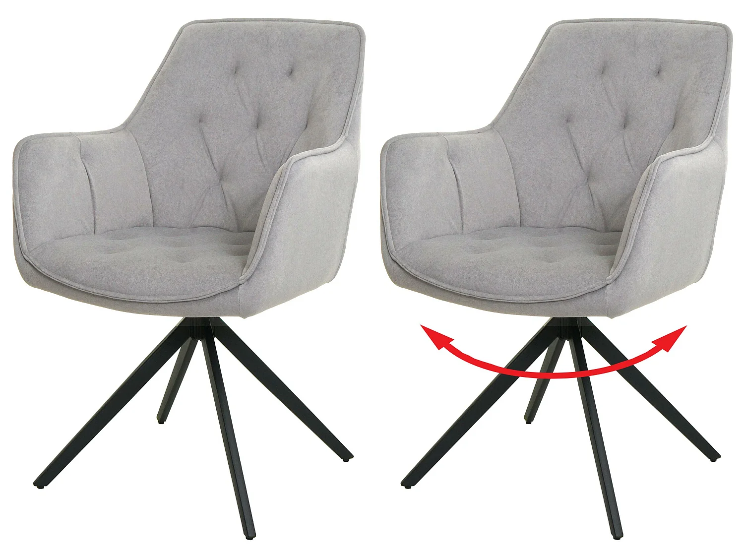 Chaise de salle à manger MCW-L80 (lot de 2),  gris clair