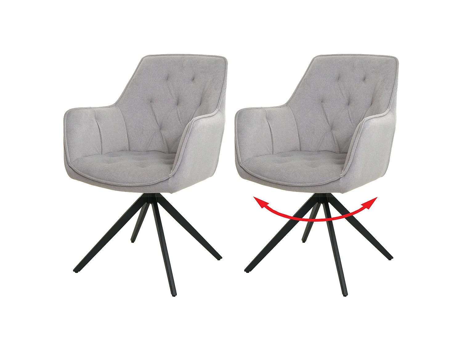 Chaise de salle à manger MCW-L80 (lot de 2),  gris clair
