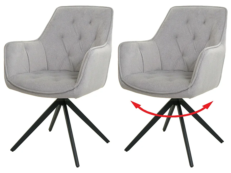 Chaise de salle à manger MCW-L80 (lot de 2),  gris clair