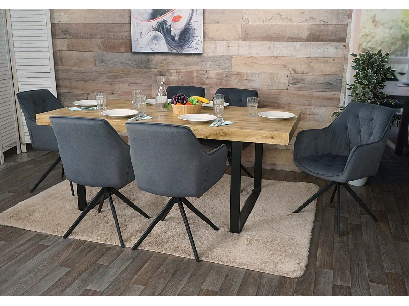 Silla de comedor MCW-L80 (juego de 6),  antracita