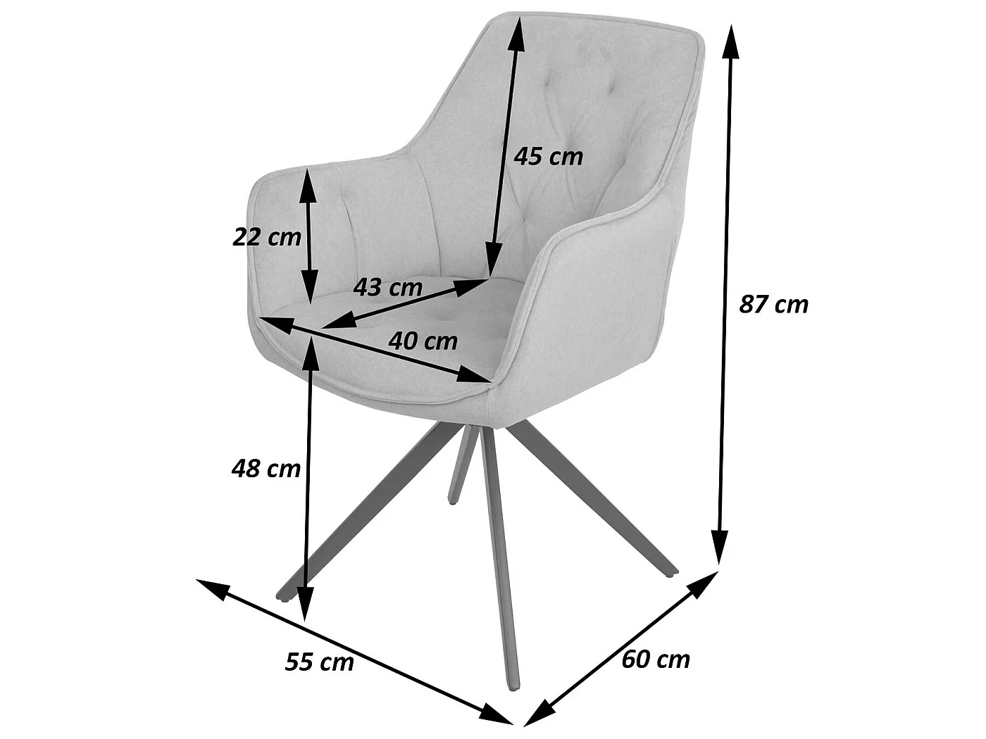 Set 6x sedie MCW-L80 sala da pranzo soggiorno imbottite girevoli tessuto ~ antracite