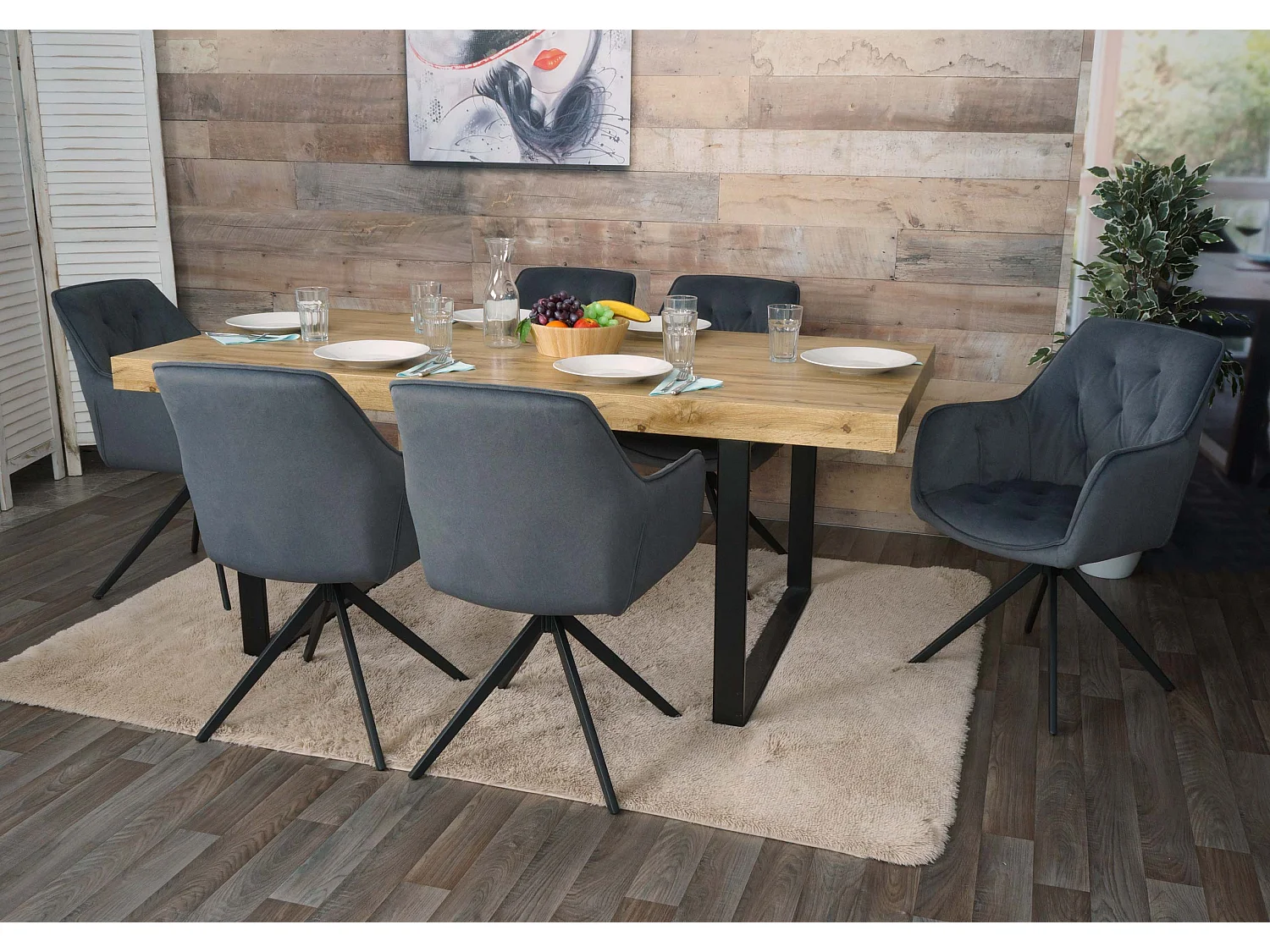 Cadeira de sala de jantar MCW-L80 (conjunto de 6),  antracite