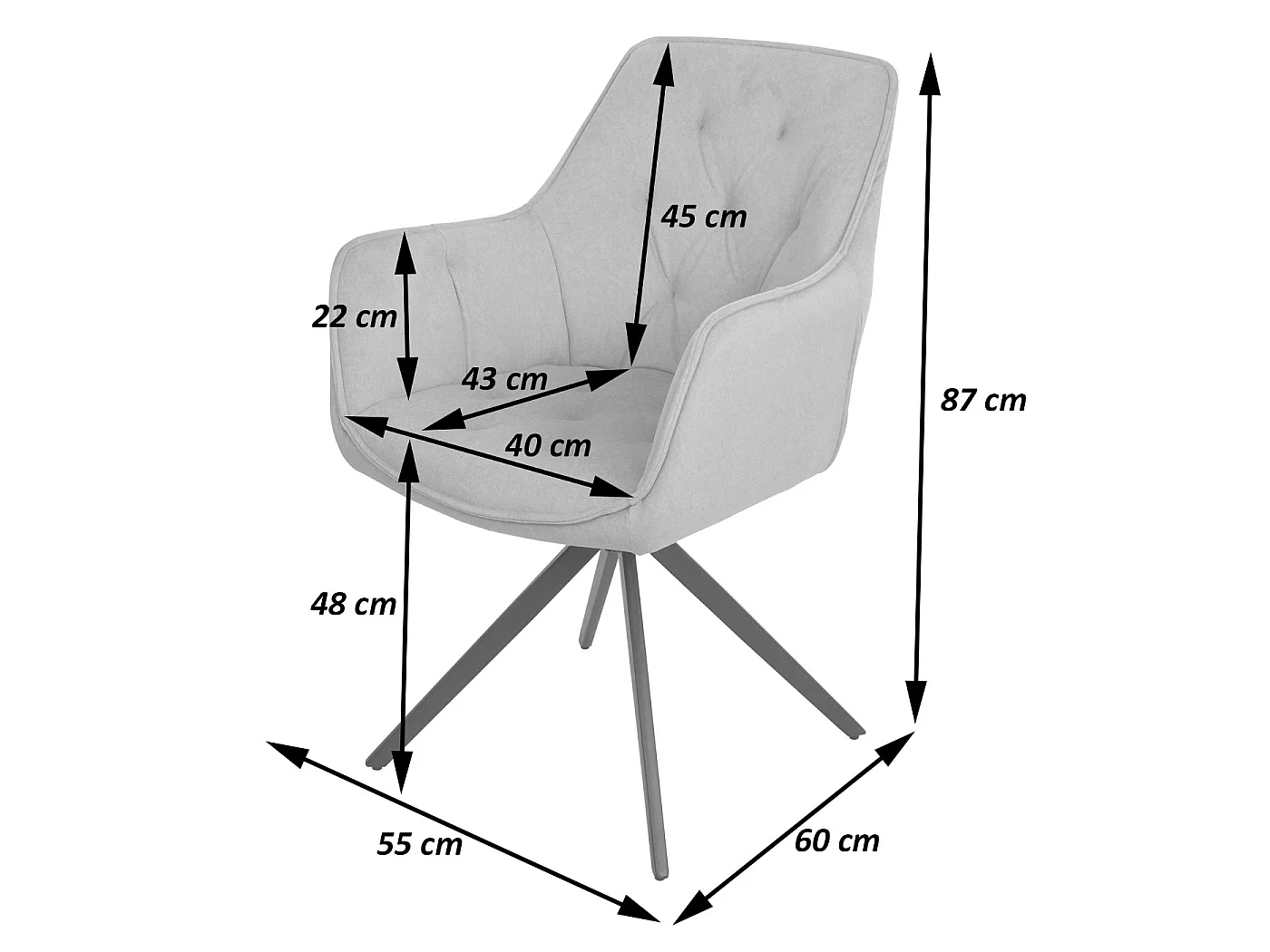Cadeira de sala de jantar MCW-L80 (conjunto de 6),  antracite