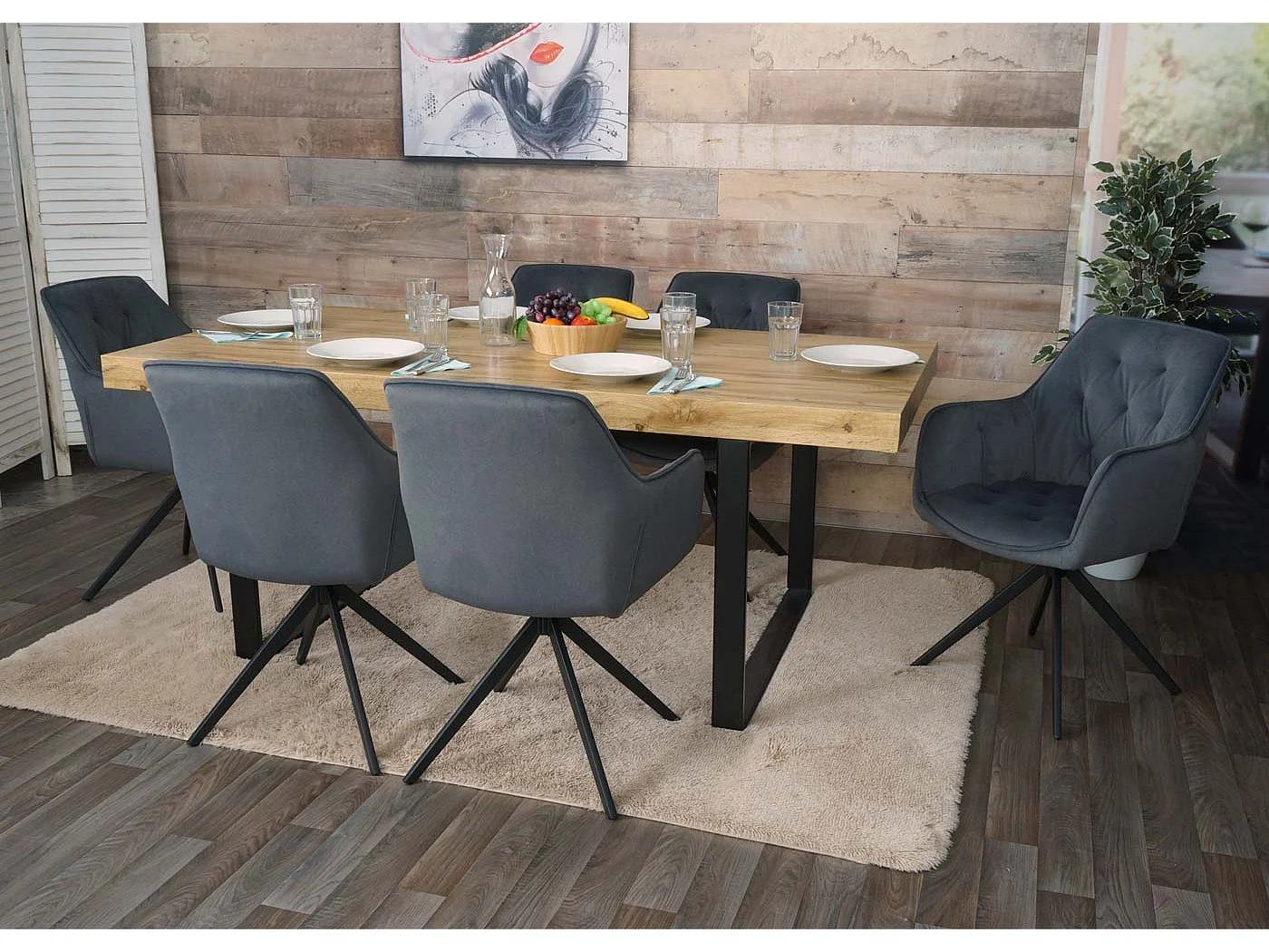 Cadeira de sala de jantar MCW-L80 (conjunto de 6),  antracite