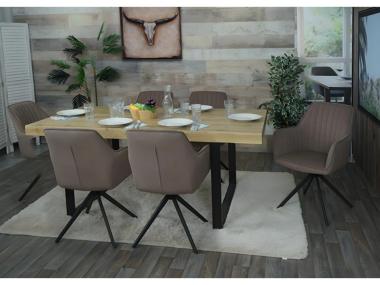 Silla de comedor MCW-L79 (set de 2),  marrón