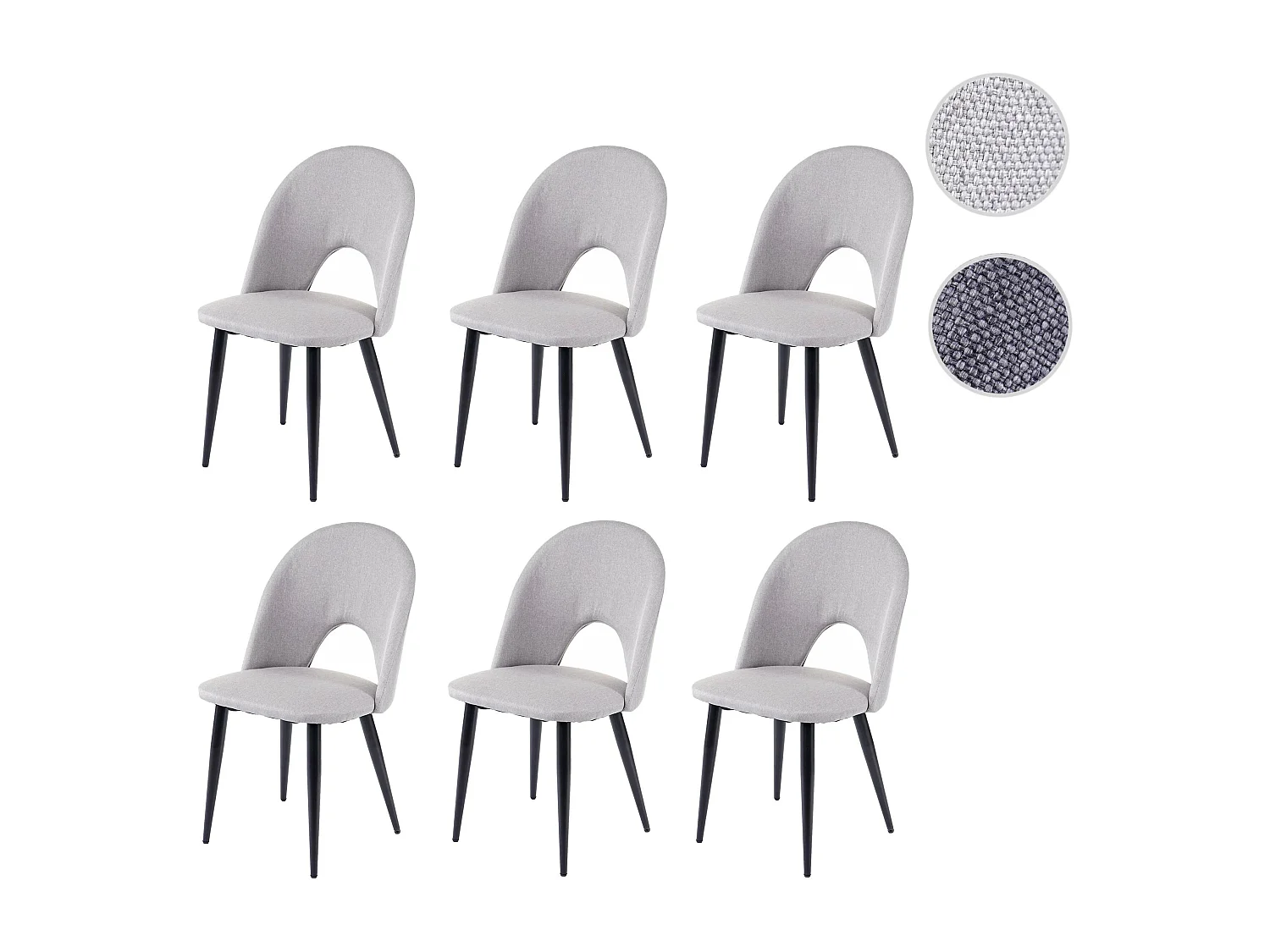 Chaise de salle à manger MCW-D73 (lot de 6),  gris