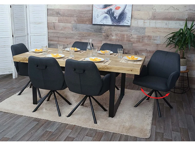 Esszimmerstuhl MCW-H71 (6er-Set) drehbar, Dunkelgrau