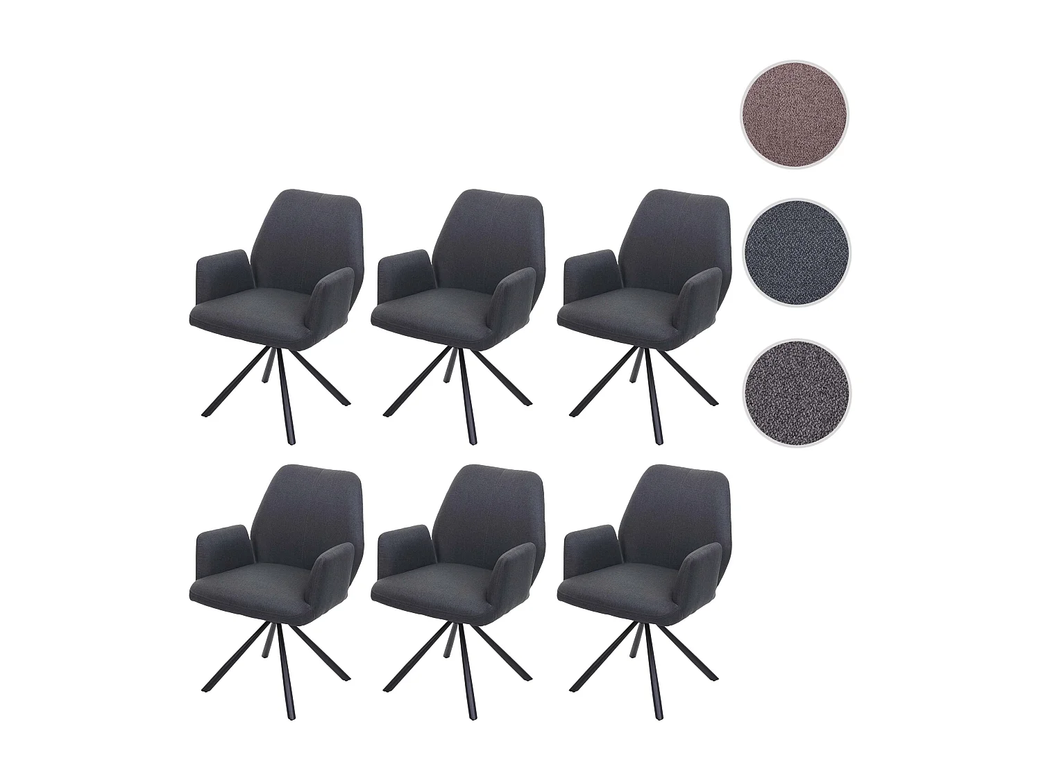 Chaise de salle à manger MCW-H71 (lot de 6) pivotante,  gris foncé