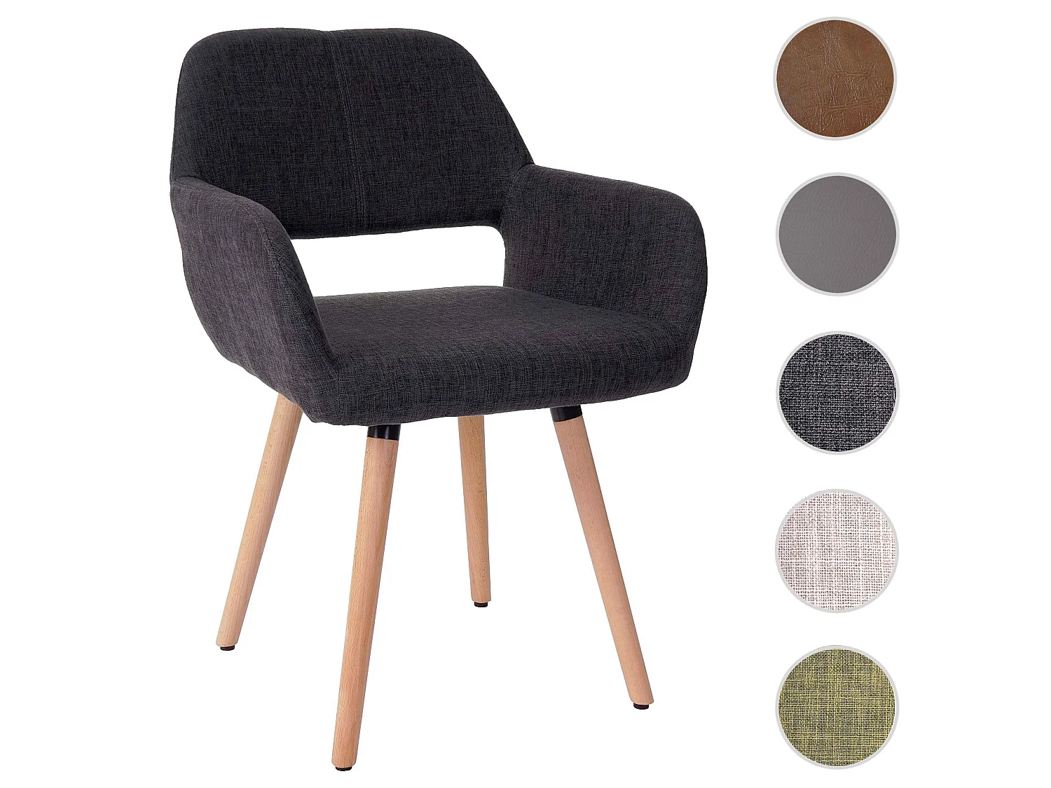 Chaise de salle à manger MCW-A50 II,  tissu, gris foncé