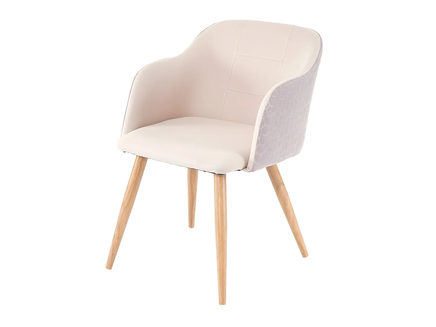 Set 6x sedie poltroncine eleganti MCW-D71 design retro anni 50 metallo tessuto avorio beige