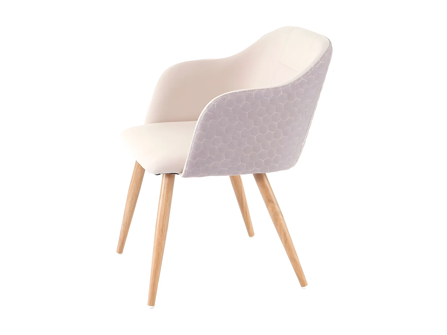 Set 6x sedie poltroncine eleganti MCW-D71 design retro anni 50 metallo tessuto avorio beige