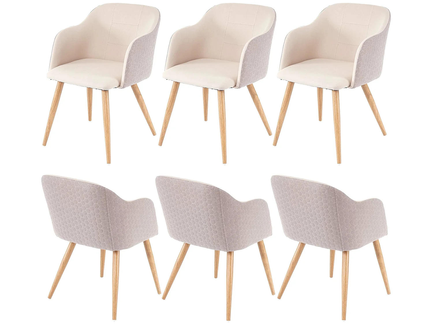 Chaise de salle à manger MCW-D71 (lot de 6),  couleur crème-beige