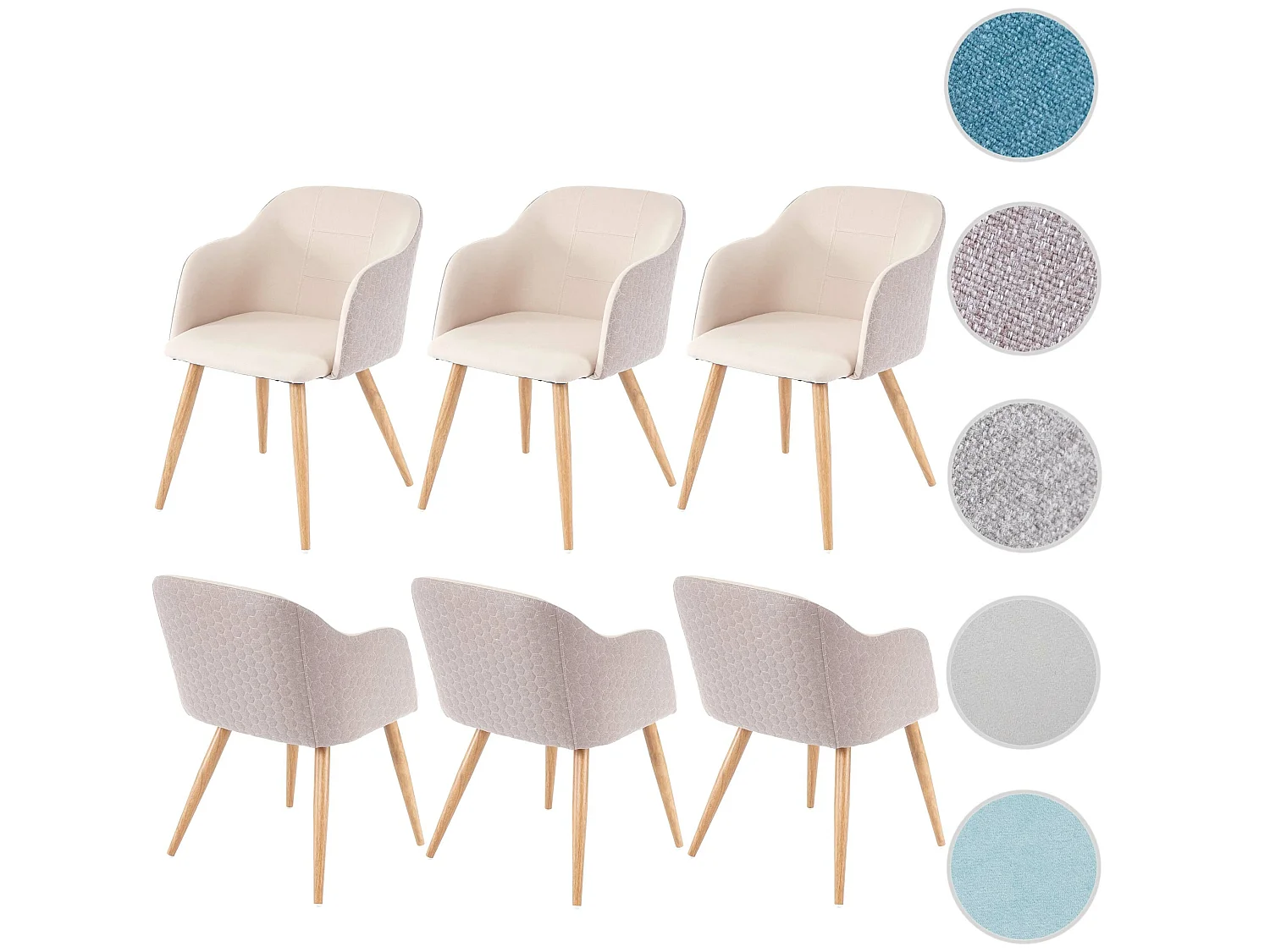 Chaise de salle à manger MCW-D71 (lot de 6),  couleur crème-beige