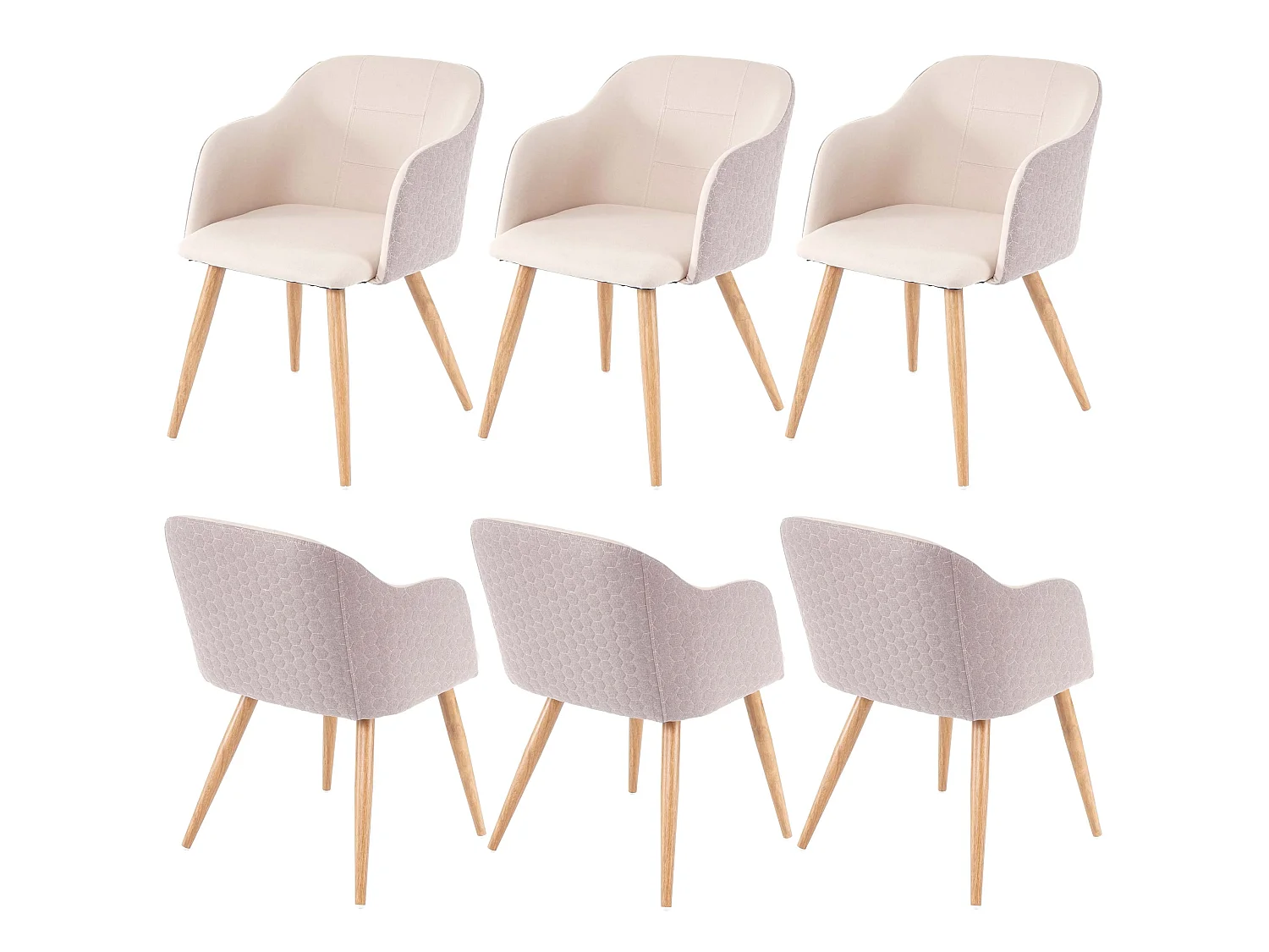 Chaise de salle à manger MCW-D71 (lot de 6),  couleur crème-beige