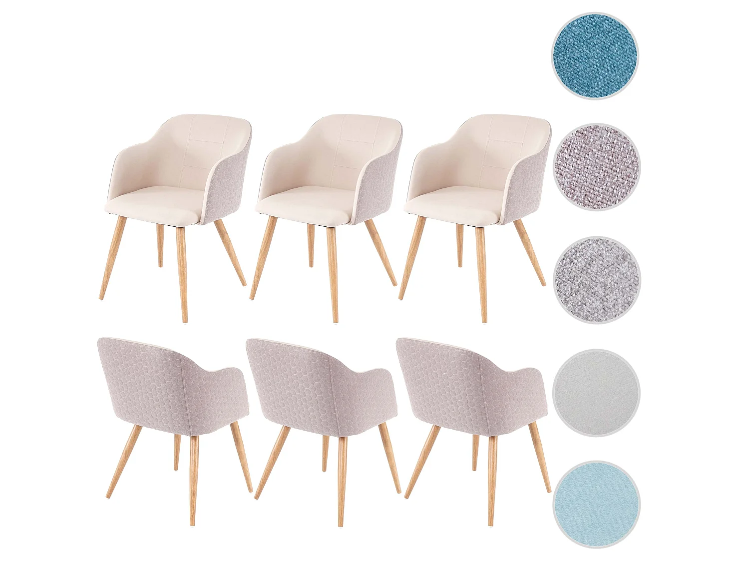 Chaise de salle à manger MCW-D71 (lot de 6),  couleur crème-beige