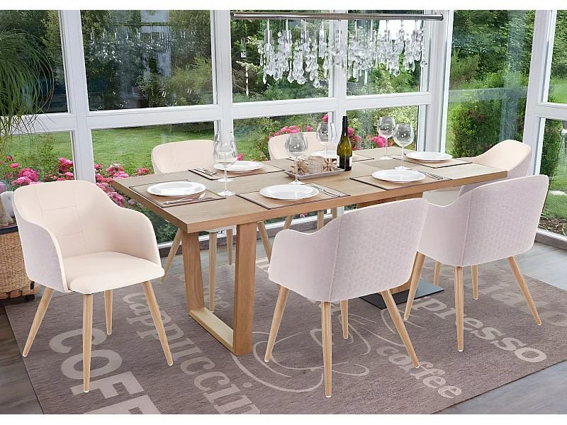 Eetkamerstoel MCW-D71 (set van 6),  crème-beige