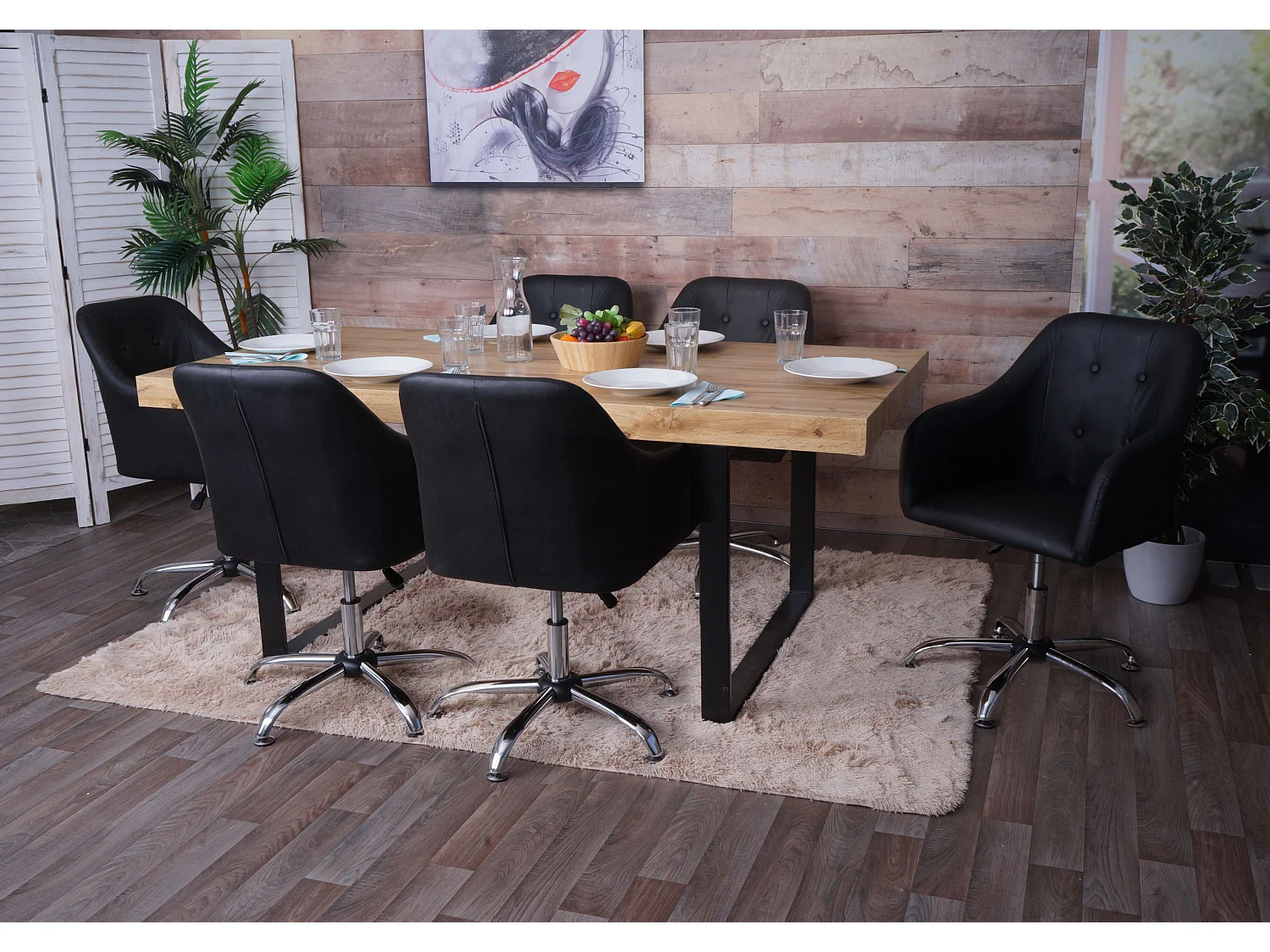 Eetkamerstoel MCW-L92,  kunstleer zwart