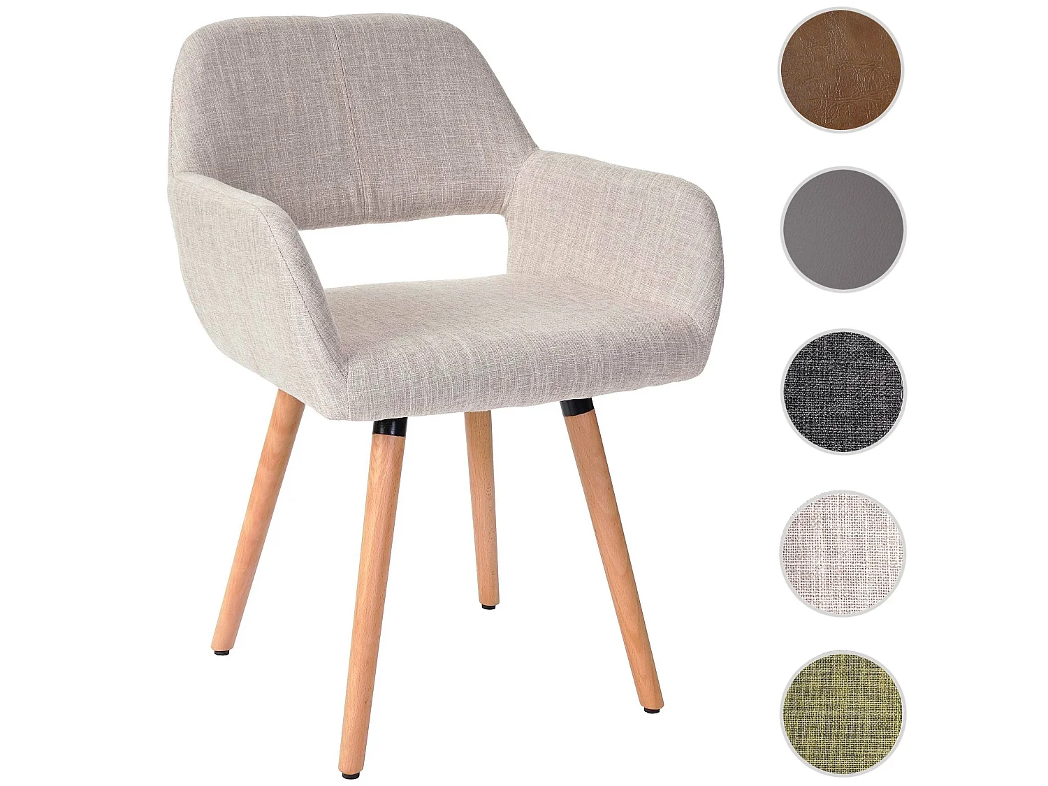 Cadeira de jantar MCW-A50 II,  têxtil, creme/cinza, pernas claras