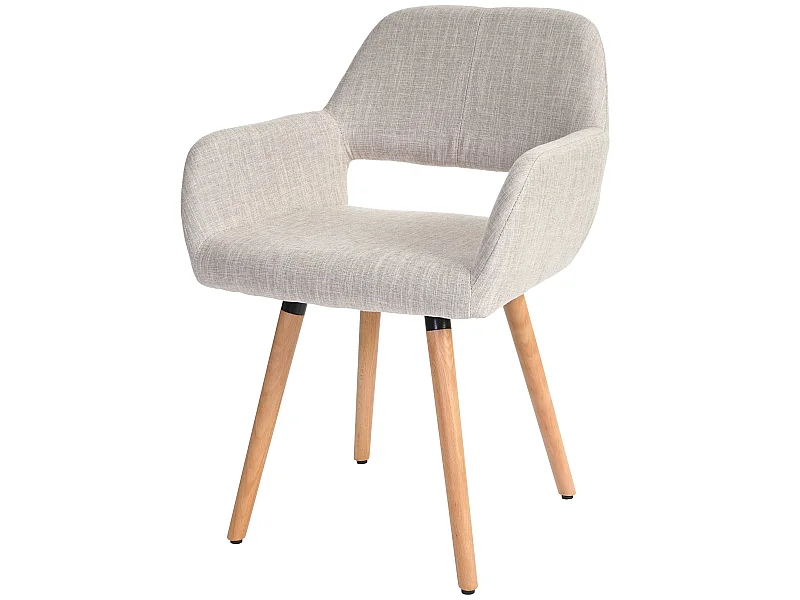 Esszimmerstuhl MCW-A50 II, Textil, creme/grau, helle Beine