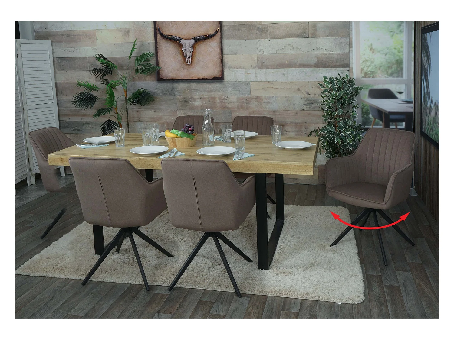 Chaise de salle à manger MCW-L79 (lot de 6),  marron