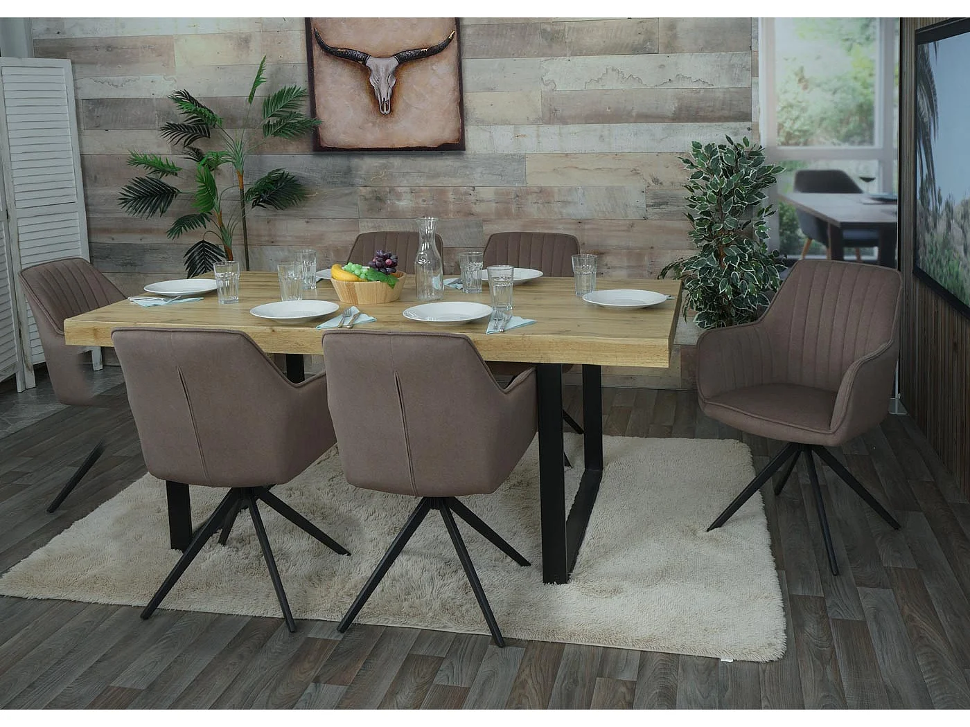 Chaise de salle à manger MCW-L79 (lot de 6),  marron