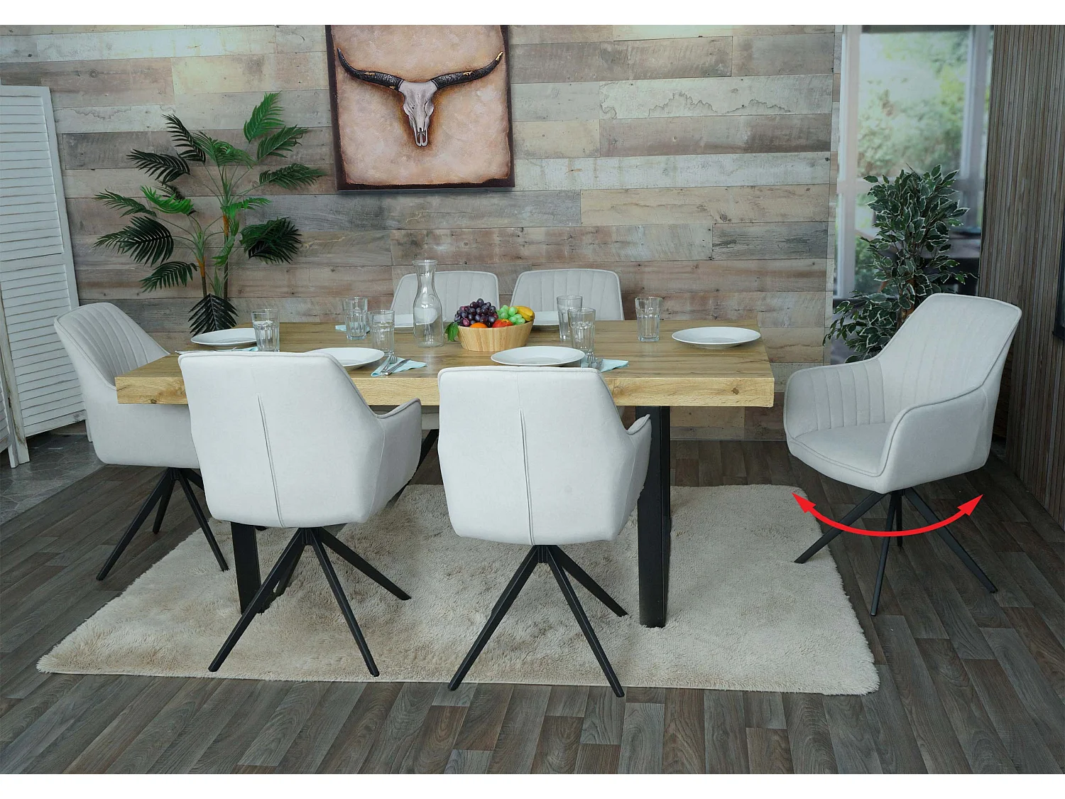 Chaise de salle à manger MCW-L79 (lot de 6),  crème-beige