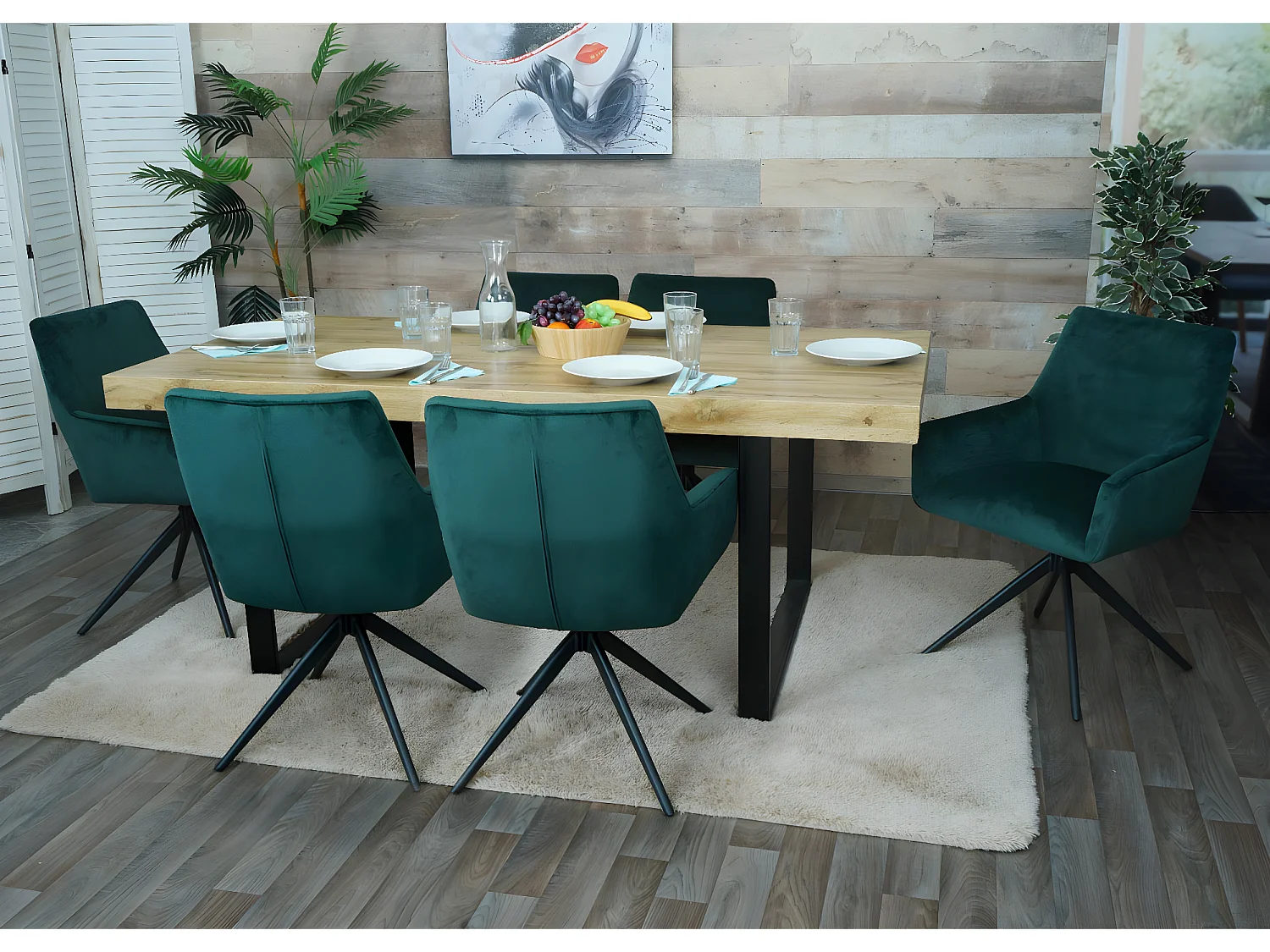 Chaise de salle à manger MCW-L91 (lot de 6),  vert