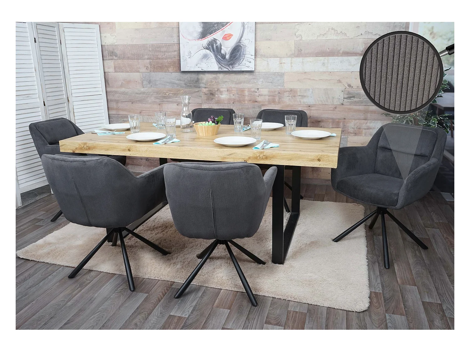 Chaise de salle à manger MCW-K33 (lot de 6),  gris corde