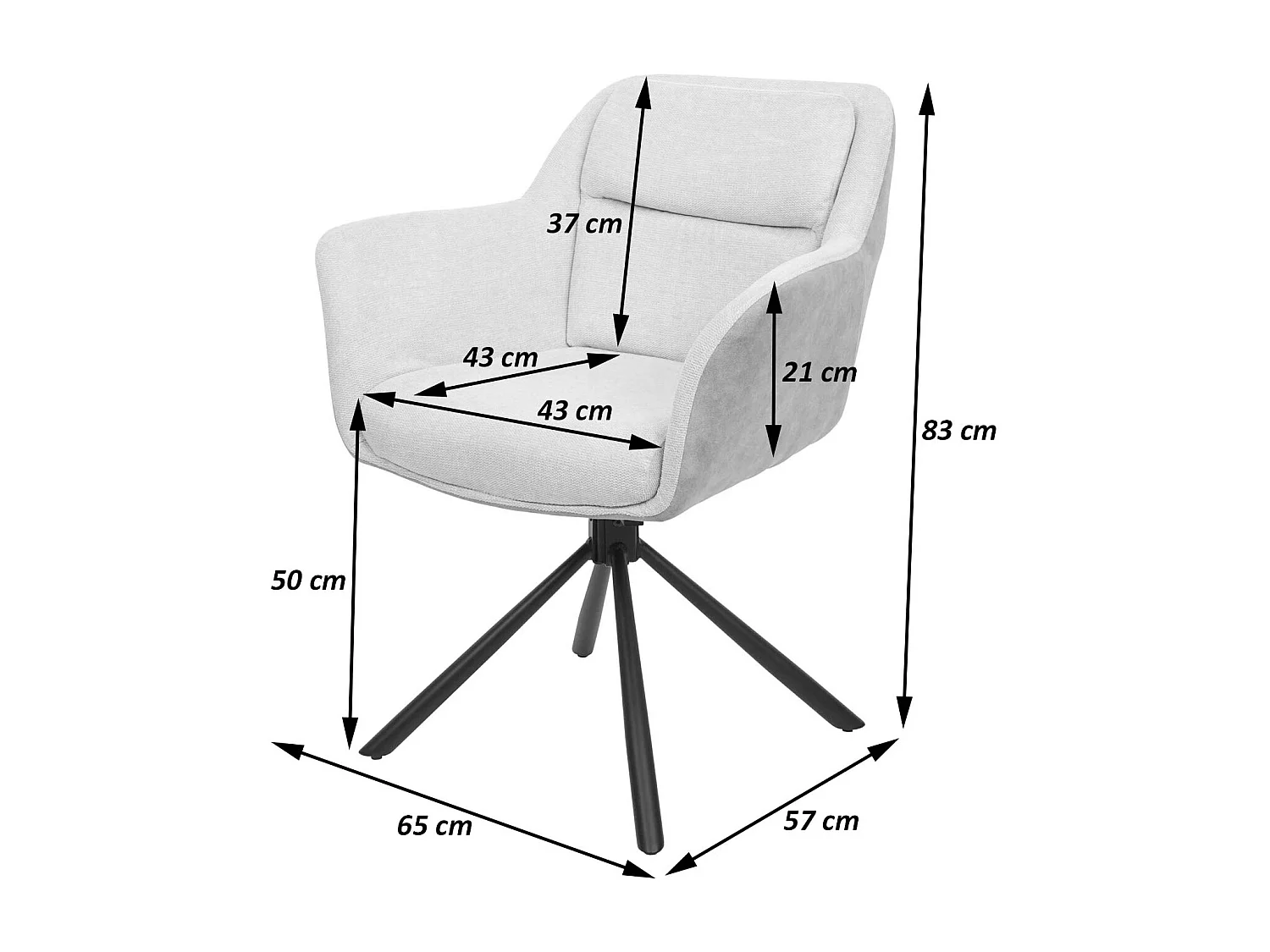 Krzesło do jadalni MCW-K33 (zestaw 6 sztuk),  sztruks szary