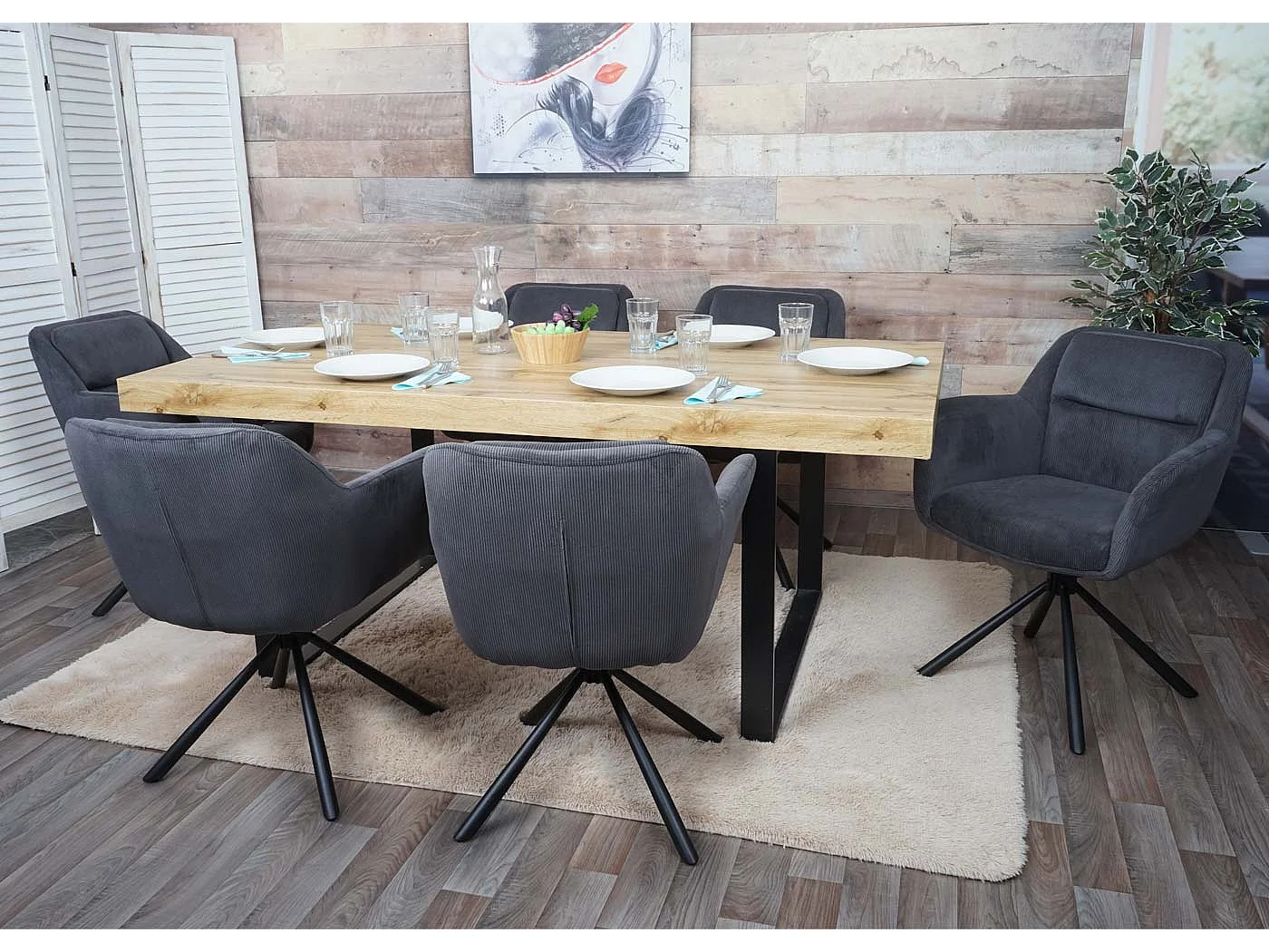 Cadeira de jantar MCW-K33 (conjunto de 6),  cinzento bombazina