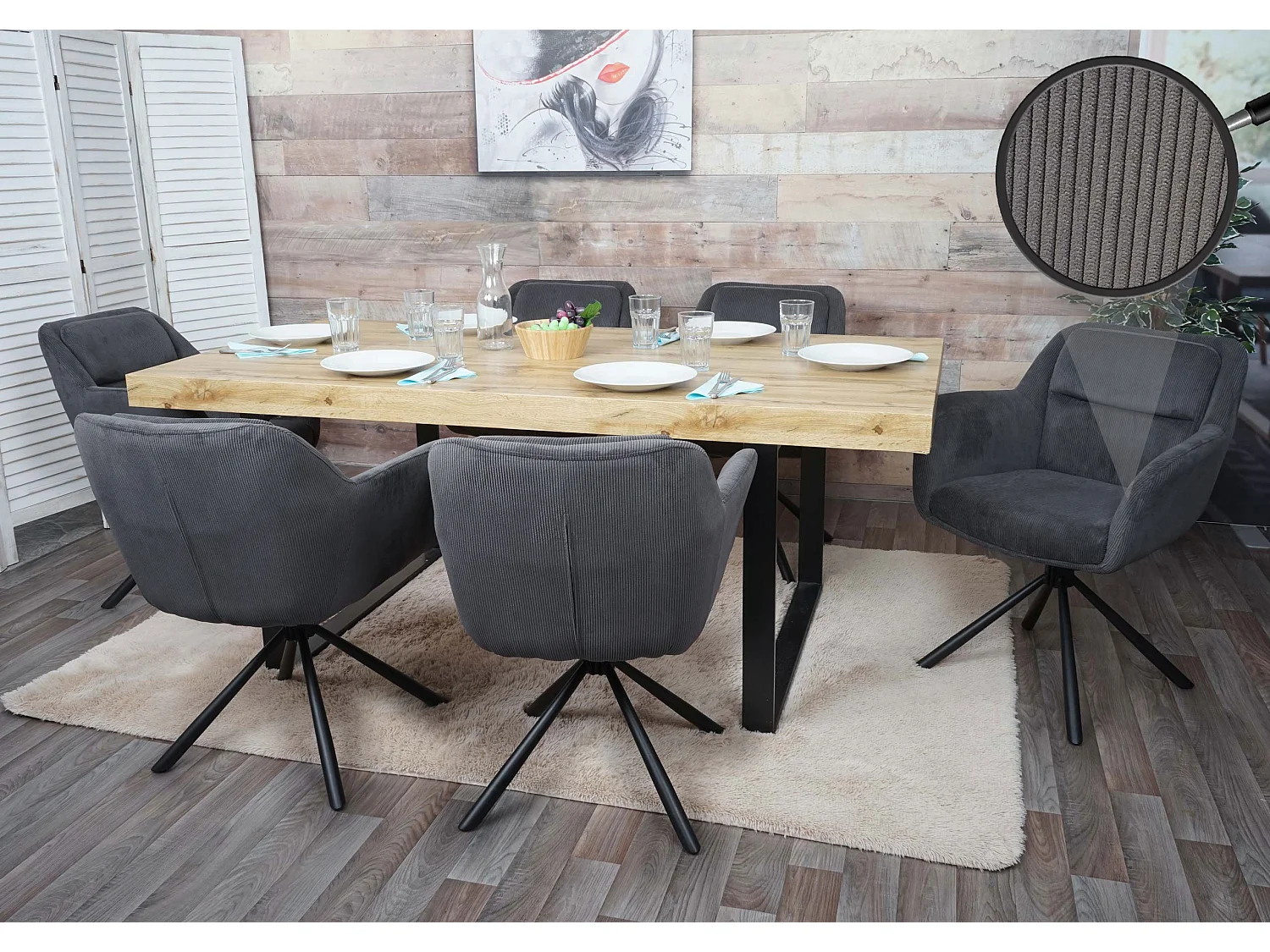 Chaise de salle à manger MCW-K33 (lot de 6),  gris corde