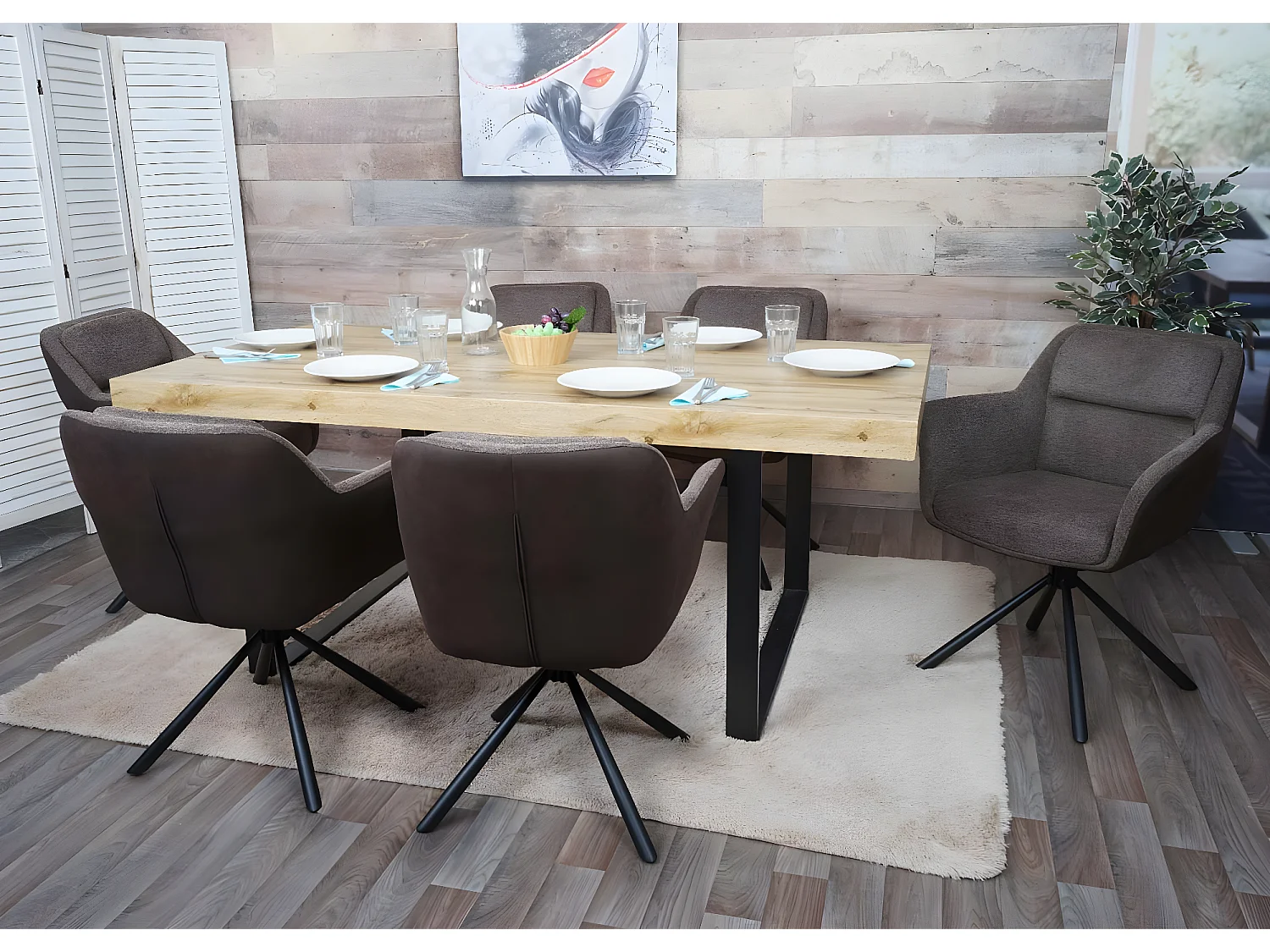 Chaise de salle à manger MCW-K33 (lot de 6),  similicuir, marron-brun foncé