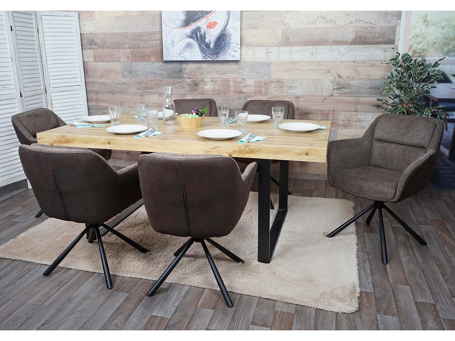 Chaise de salle à manger MCW-K33 (lot de 6),  similicuir, marron-brun foncé