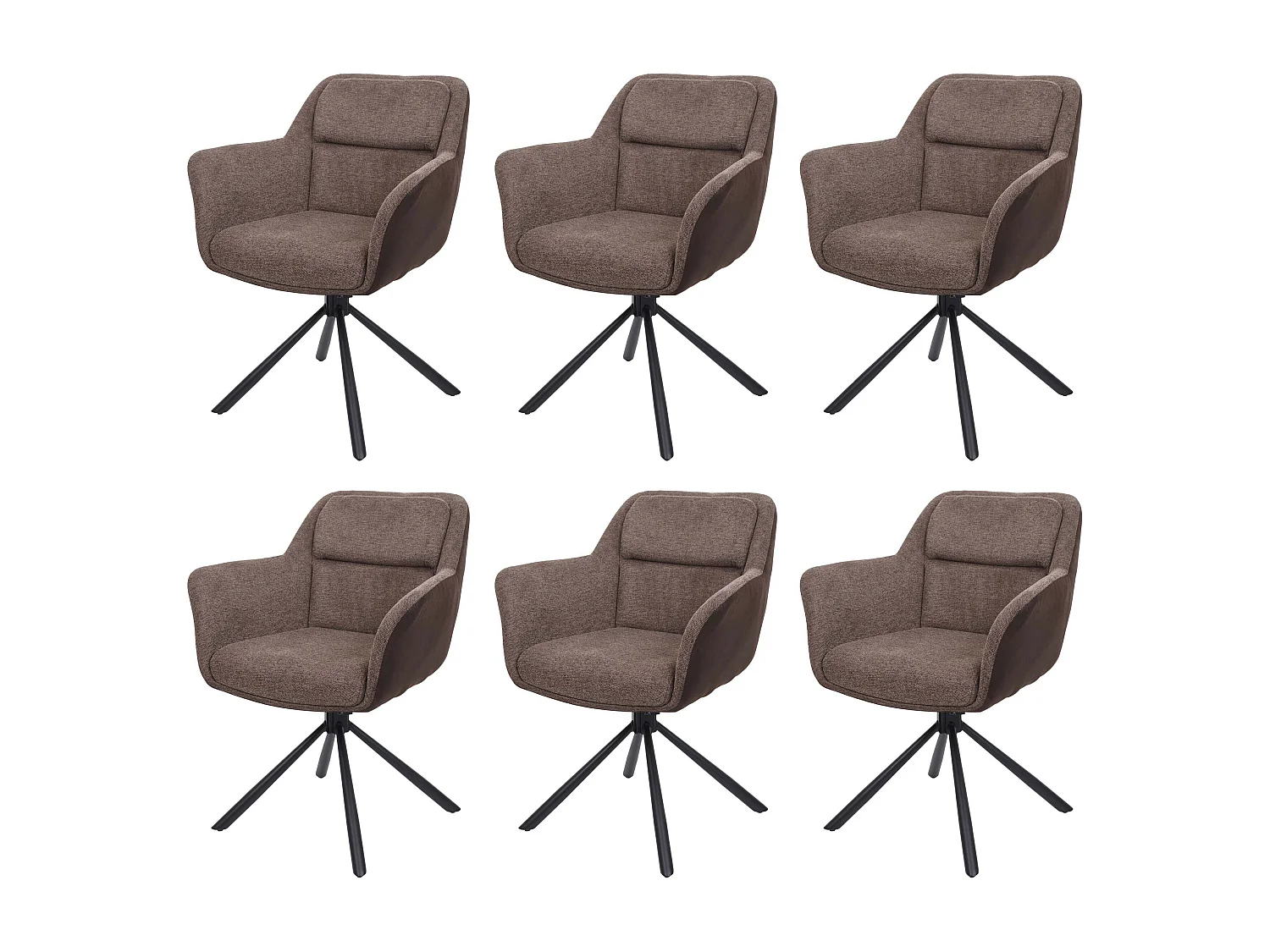 Chaise de salle à manger MCW-K33 (lot de 6),  similicuir, marron-brun foncé