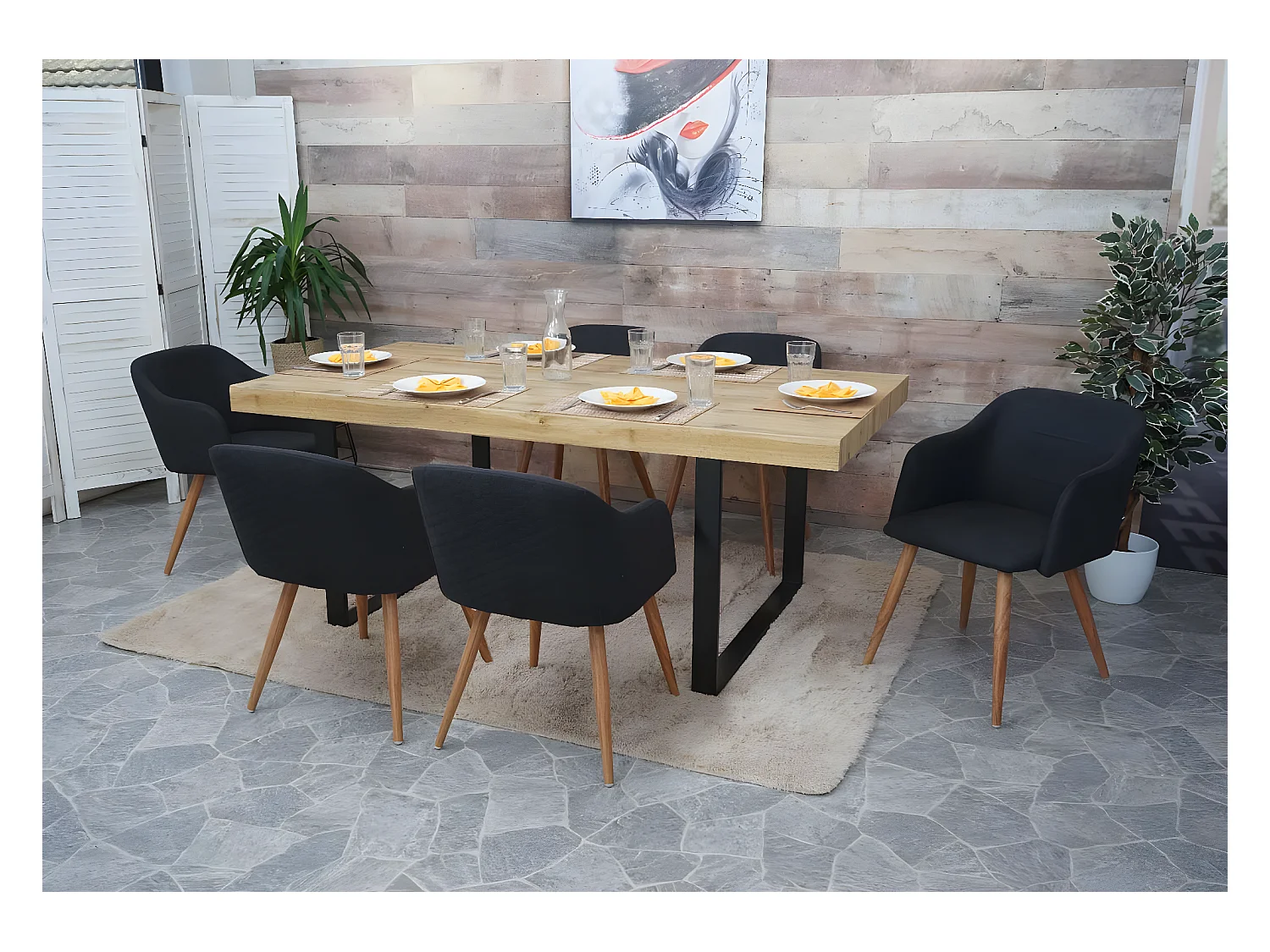 Esszimmerstuhl MCW-D71 (2er-Set), Anthrazit-grau