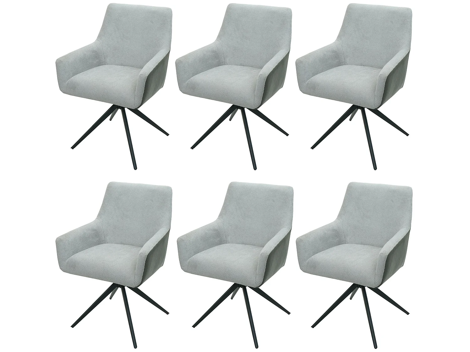 MCW-L91 eetkamerstoel (set van 6),  lichtgrijs kunstleer donkergrijs