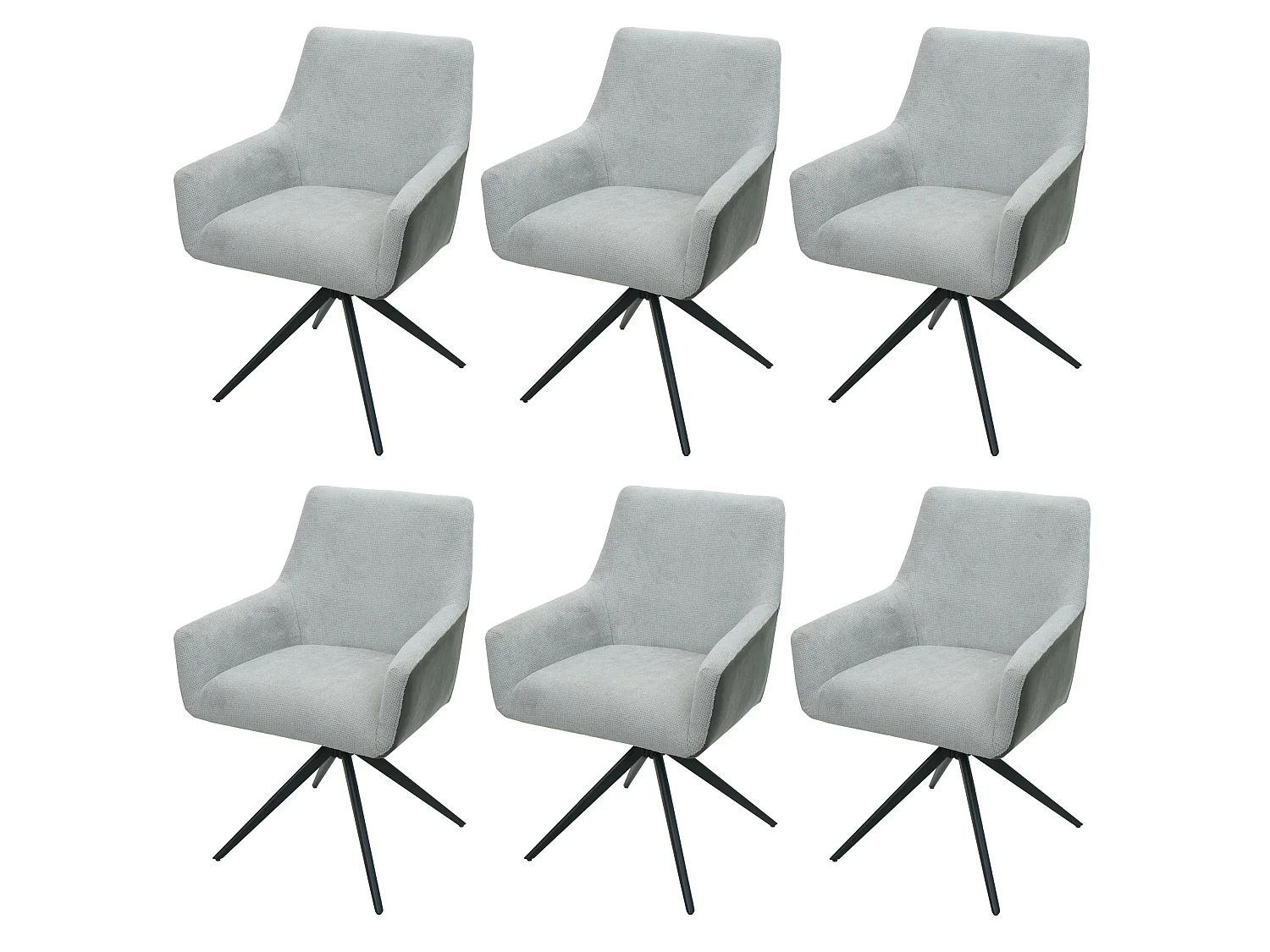 Esszimmerstuhl MCW-L91 (6er-Set), Hellgrau Kunstleder dunkelgrau