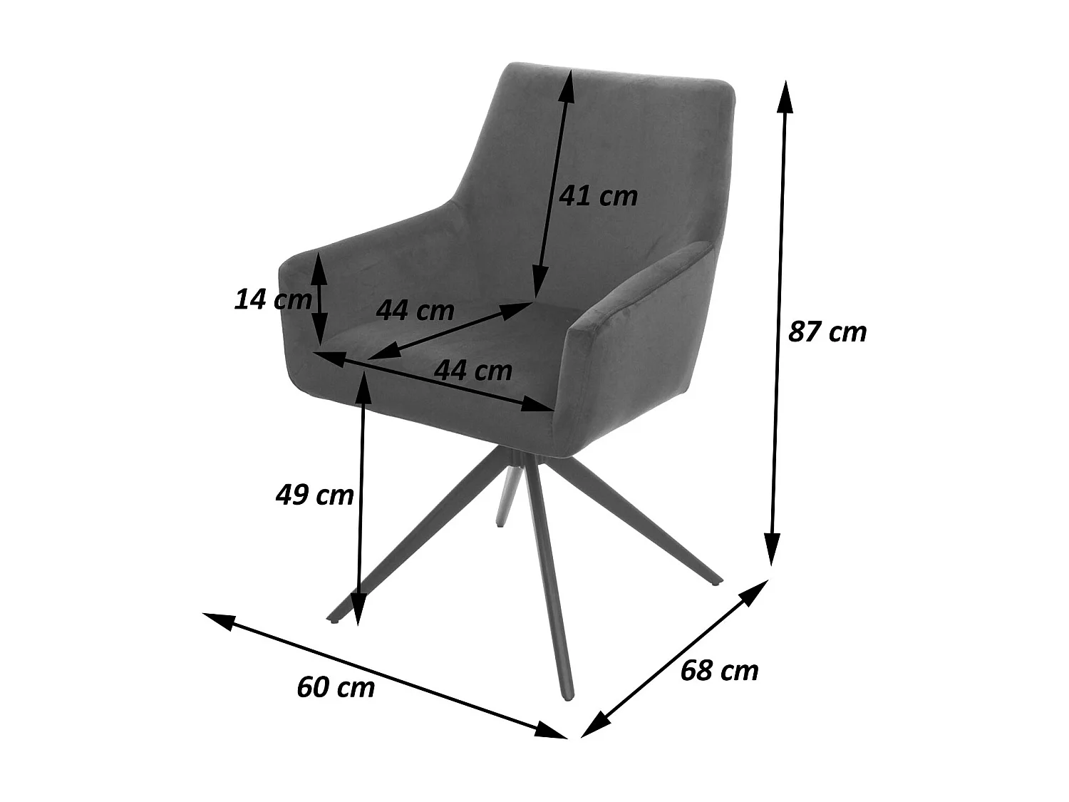 Esszimmerstuhl MCW-L91 (6er-Set), Hellgrau Kunstleder dunkelgrau