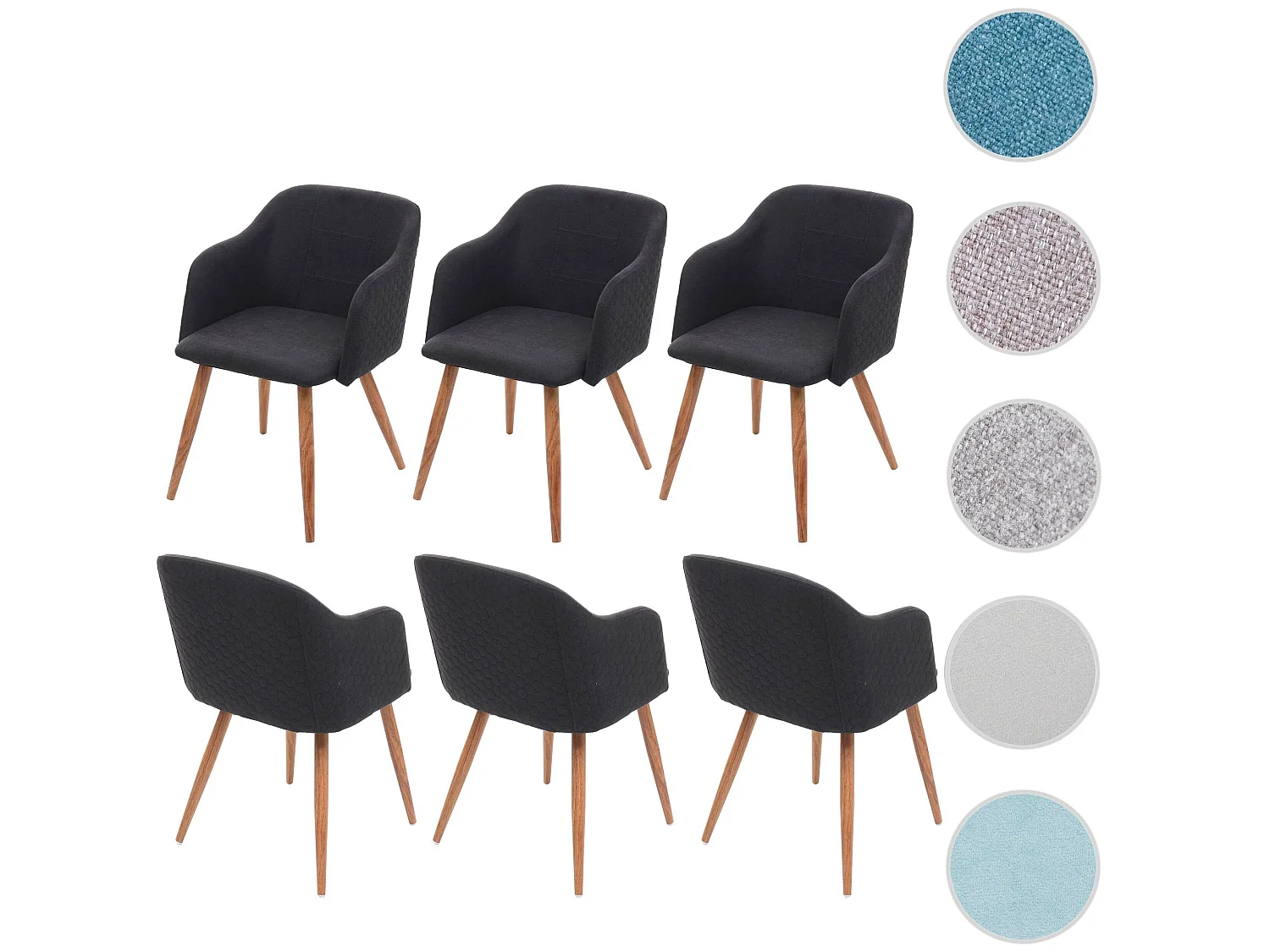 MCW-D71 eetkamerstoel (set van 6),  antraciet-grijs