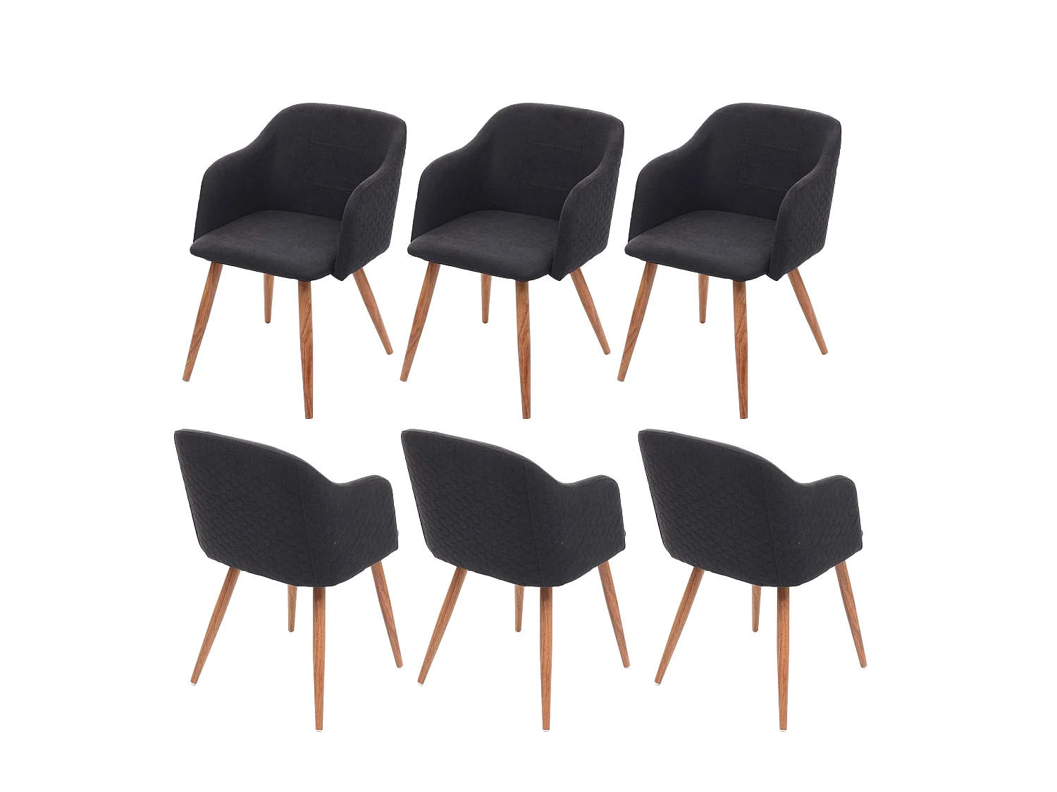 Eetkamerstoel MCW-D71 (set van 6),  antraciet-grijs