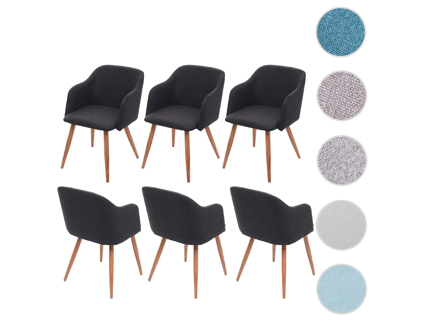 Eetkamerstoel MCW-D71 (set van 6),  antraciet-grijs