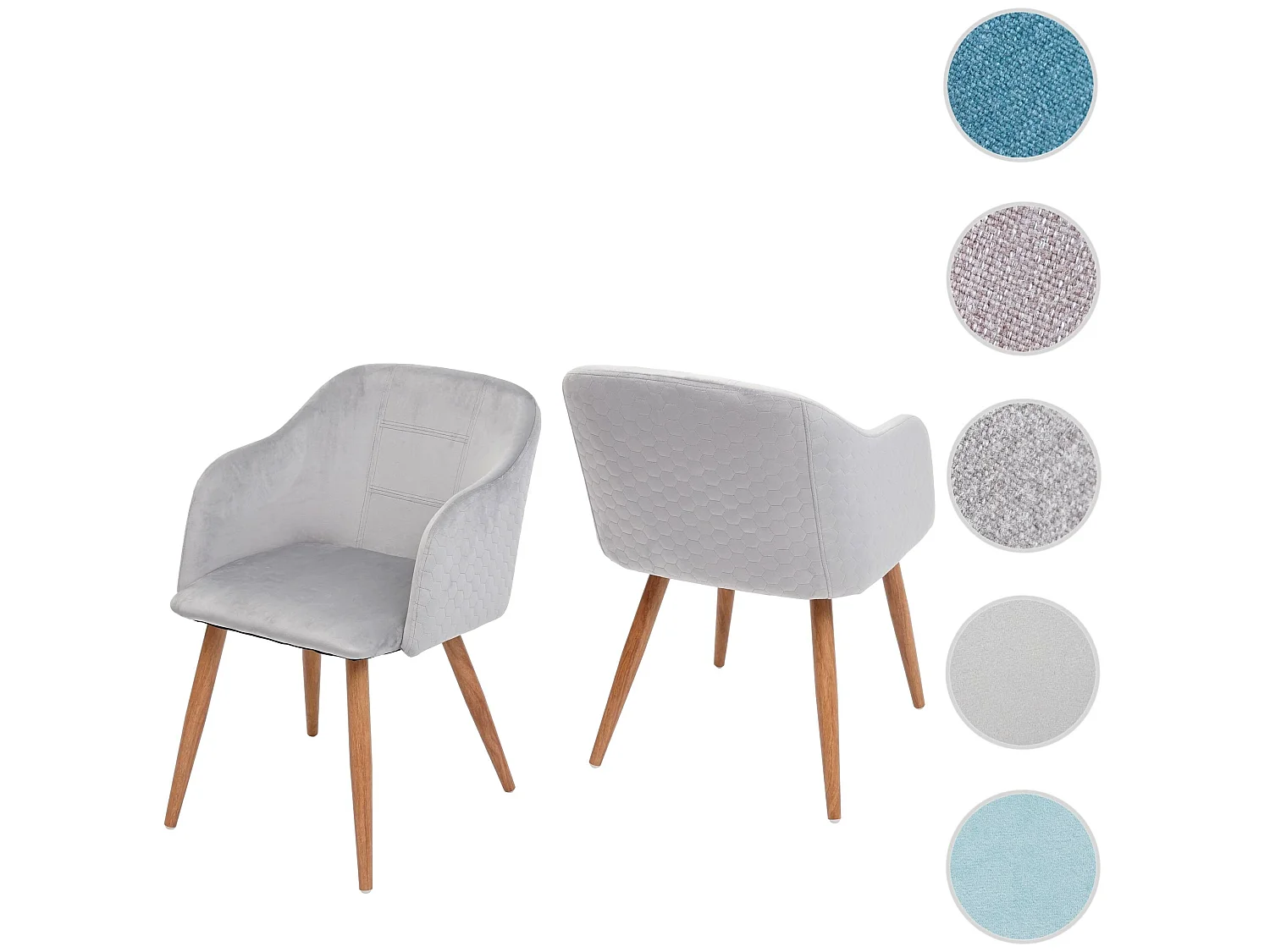 Eetkamerstoel MCW-D71 (set van 2),  fluweel lichtgrijs