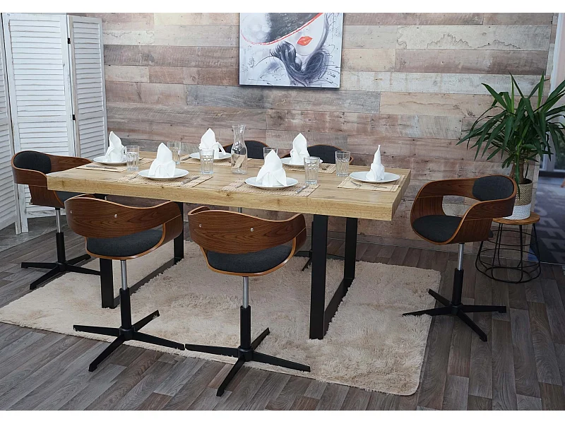 Set 6x sedie girevoli regolabili MCW-H46 design elegante legno curvo tessuto grigio scuro