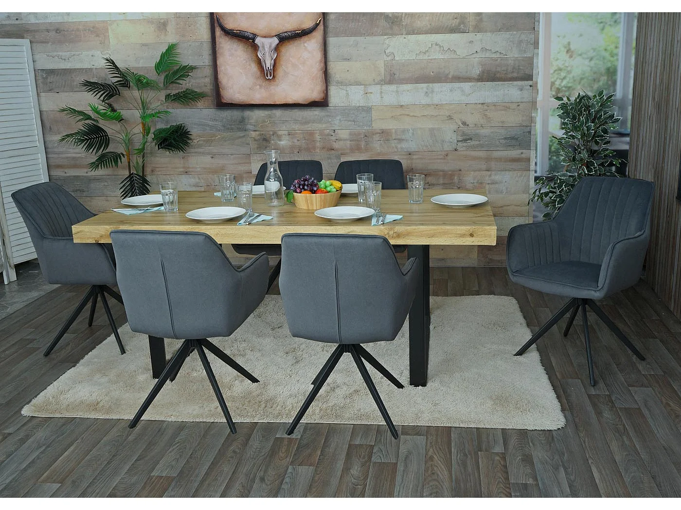 Chaise de salle à manger MCW-L79 (lot de 2),  anthracite