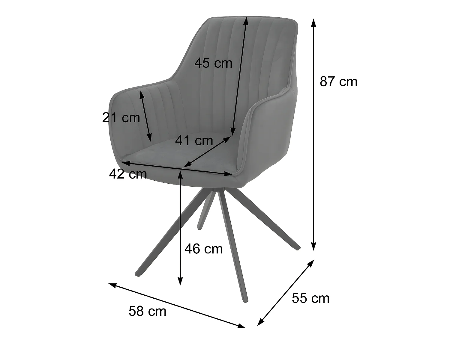 Silla de comedor MCW-L79 (juego de 6),  antracita